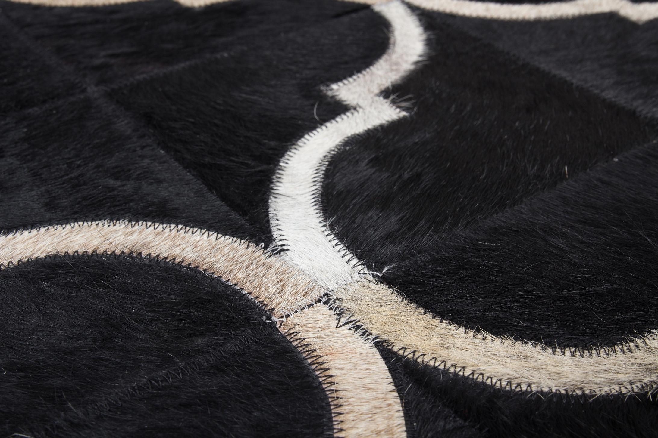 Kayoom Vachtvloerkleed Lavish 310 leren tapijt Patchwork echt leer bont, woonkamer