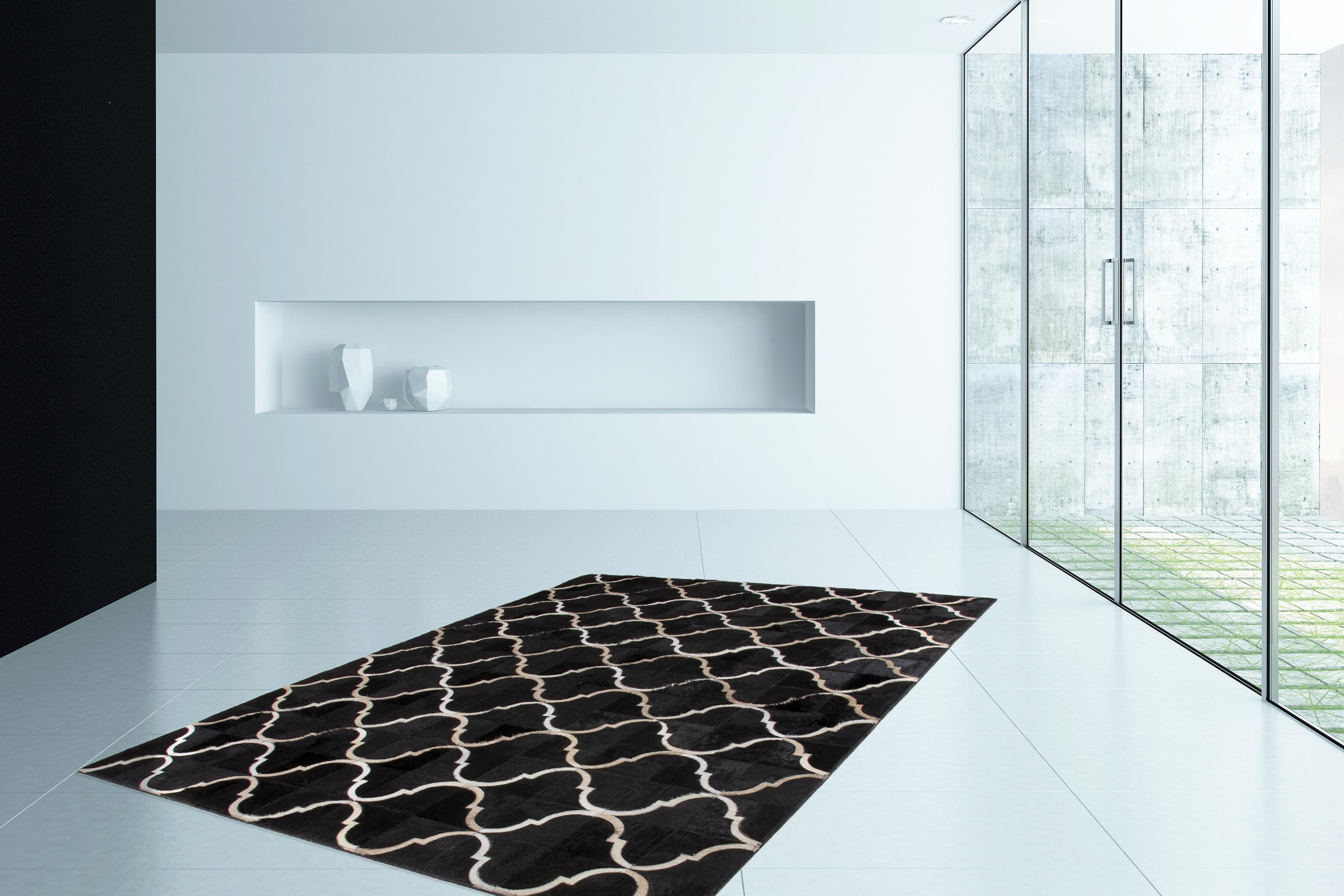 Kayoom Vachtvloerkleed Lavish 310 leren tapijt Patchwork echt leer bont, woonkamer