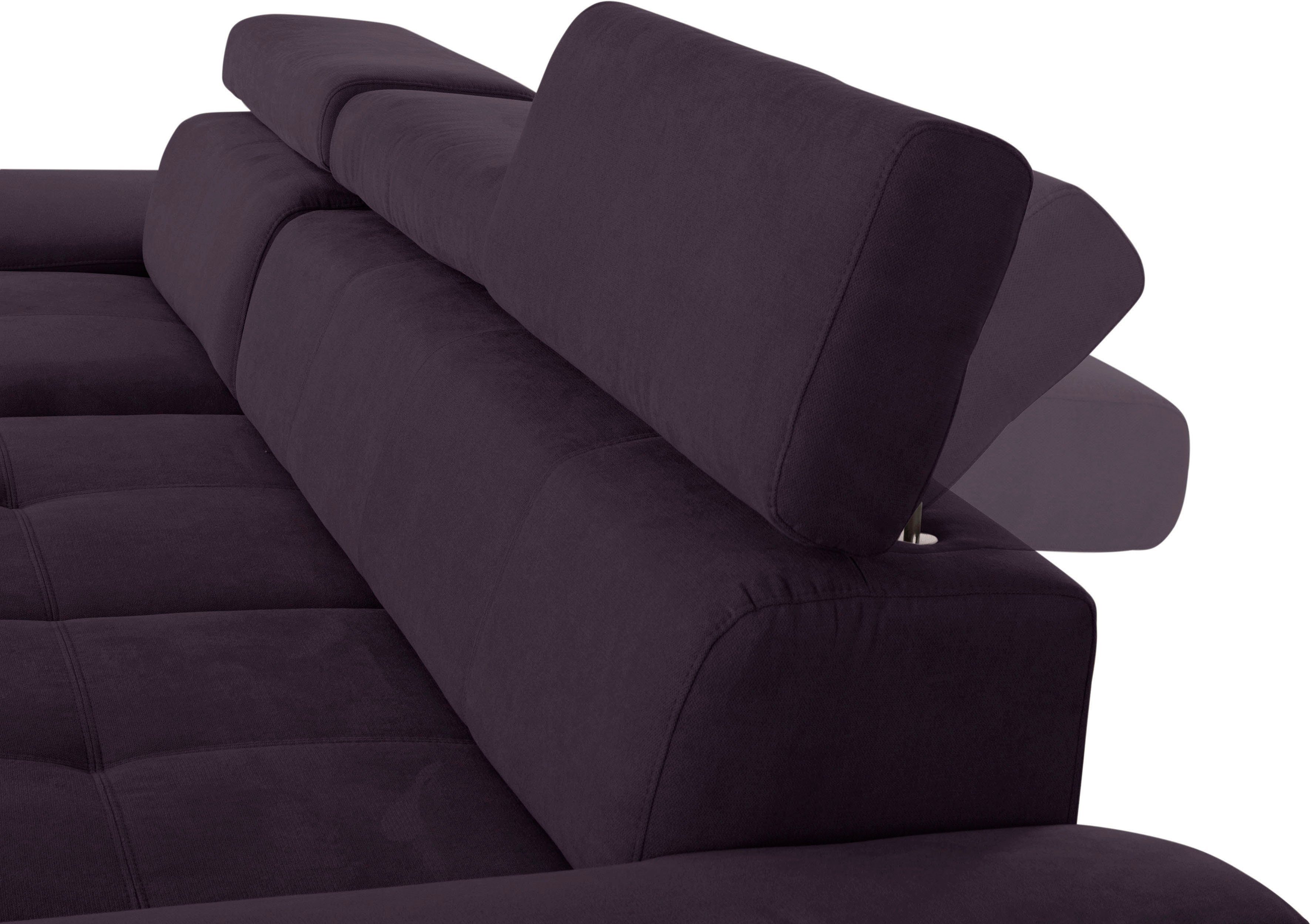 exxpo - sofa fashion Hoekbank Enya, uitgebreide afwerking, hoog zitcomfort, comfortabel, L-vorm inclusief verstelbare hoofdsteun, naar keuze met slaapfunctie en bedkist