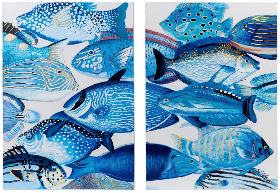 Schneider Artprint op linnen Motief vissen (set, 2 stuks)