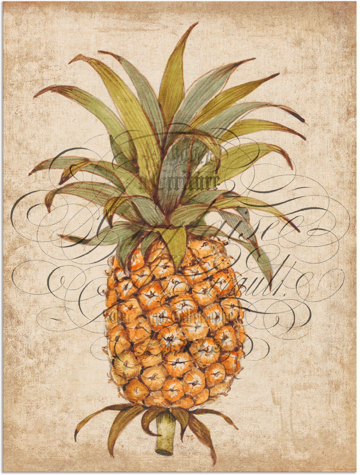 Artland Artprint Ananas II in vele afmetingen & productsoorten - artprint van aluminium / artprint voor buiten, artprint op linnen, poster, muursticker / wandfolie ook geschikt voo