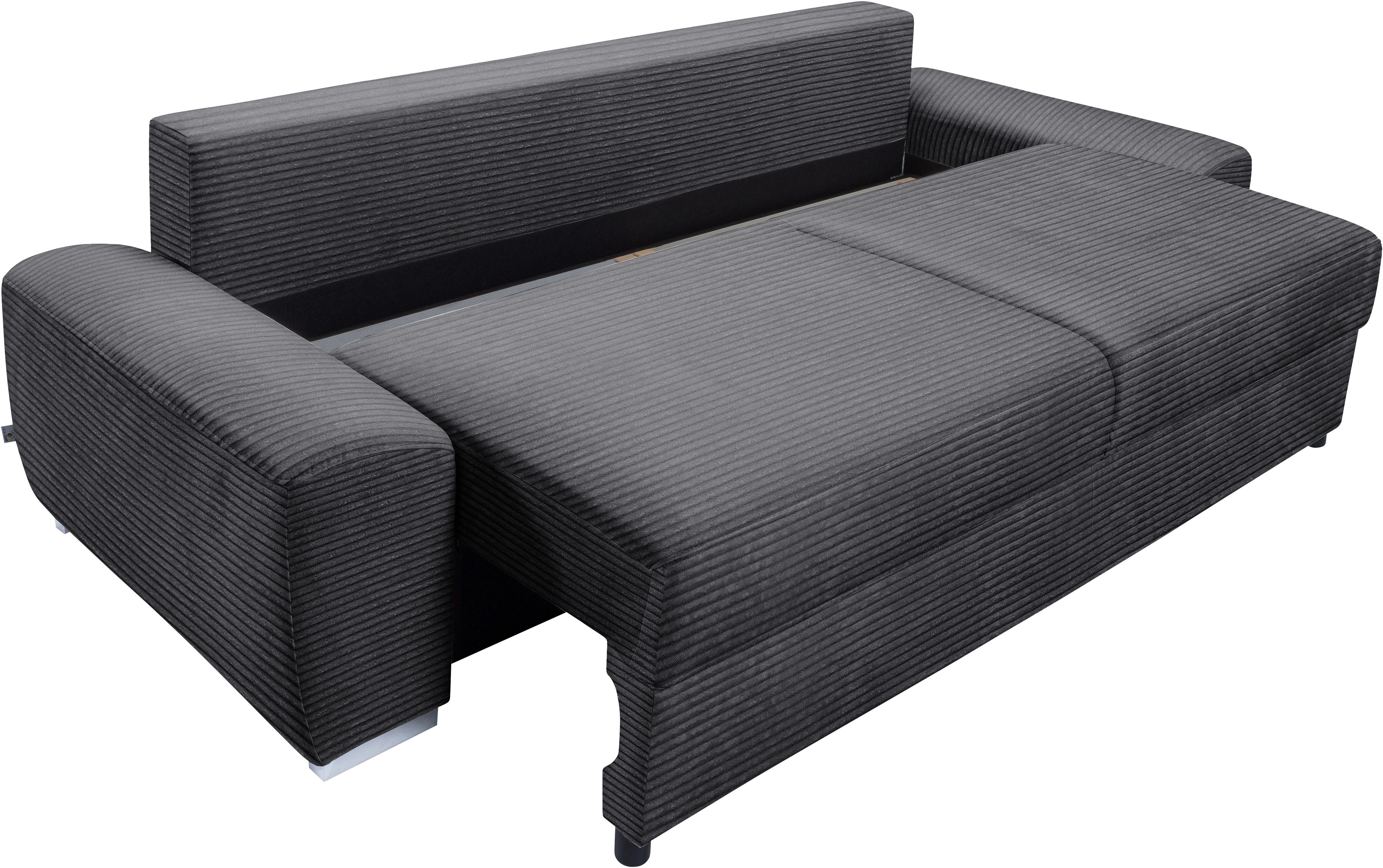 exxpo - sofa fashion 3-zitsbank SOLSBURY, comfortabel en gezellig, bank, slaapbank incl. pocketvering-bekleding, bedfunctie en opbergruimte, in cord