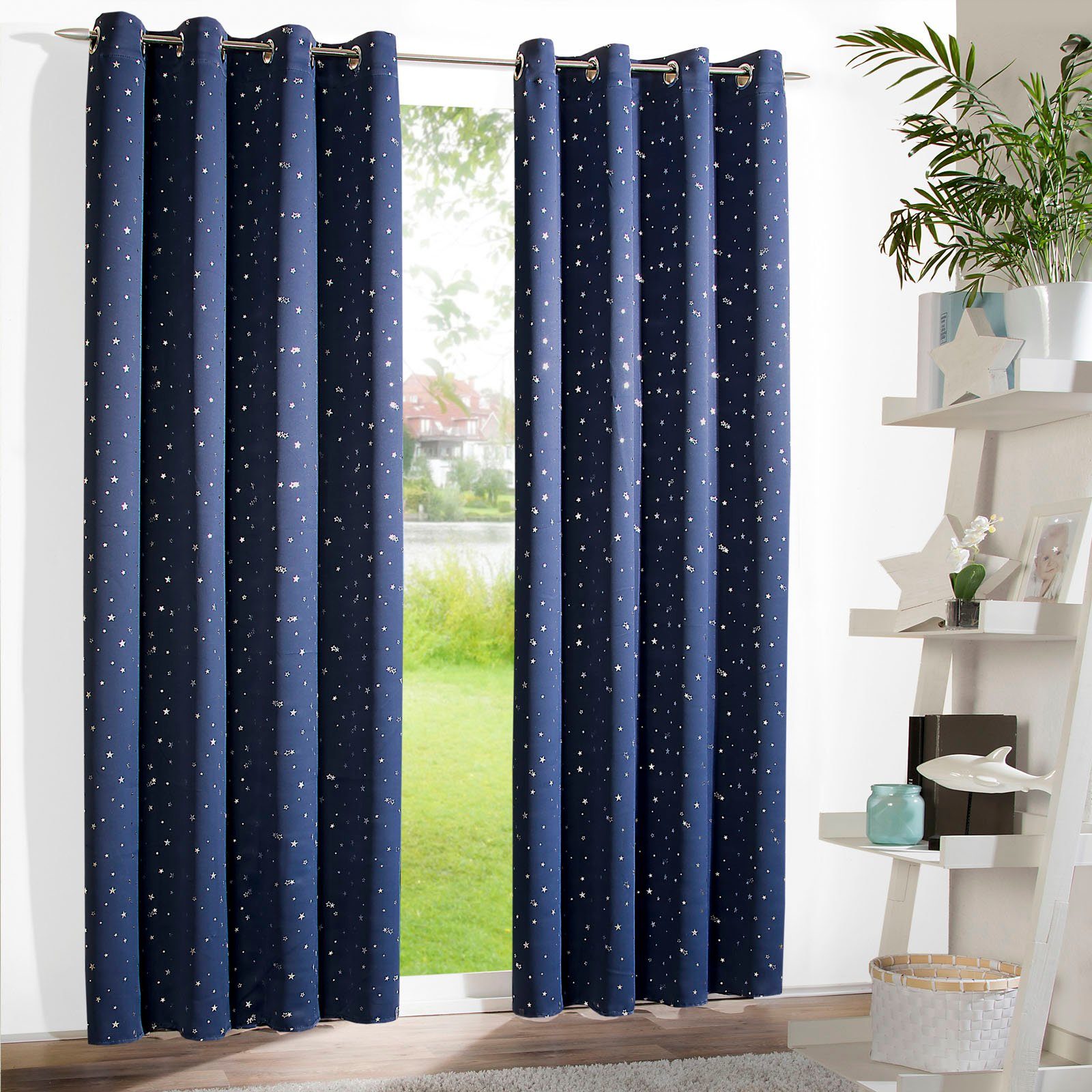 Weckbrodt Gordijn Sarin (1 stuk) kant & klaar gordijnen maat 135 cm x 160 cm blauw