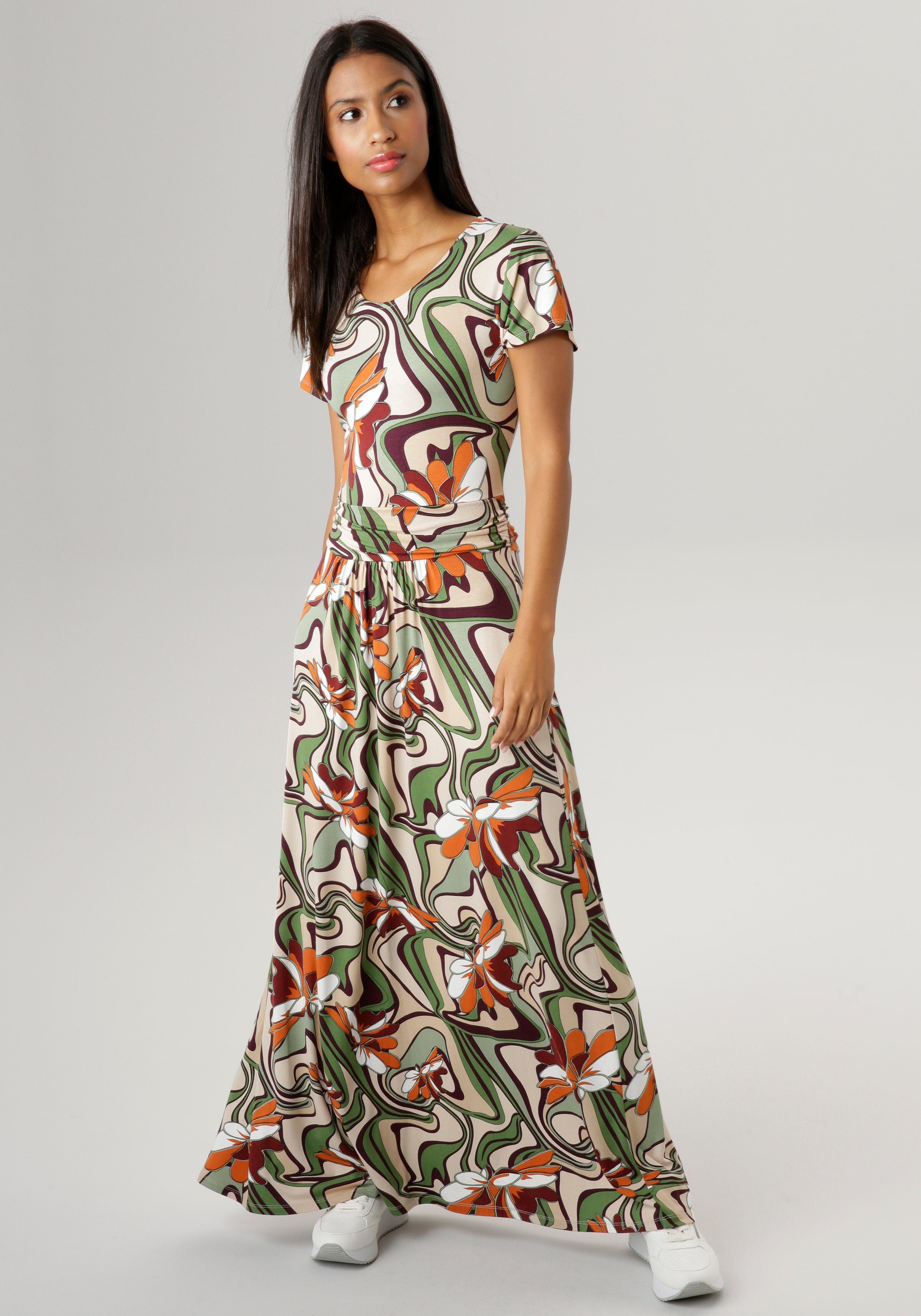 Aniston SELECTED Maxi-jurk met plooien in tailleband