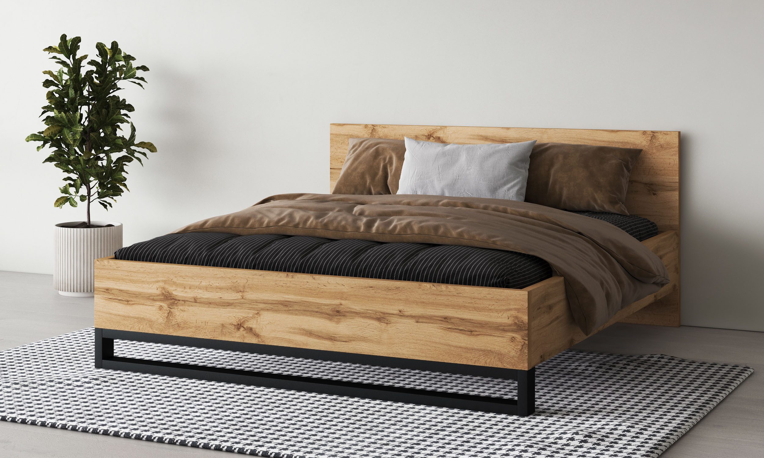 Home affaire Bedframe Bronne, Made in Europe met slede in metaallook, fsc-gecertificeerd, keuze uit...