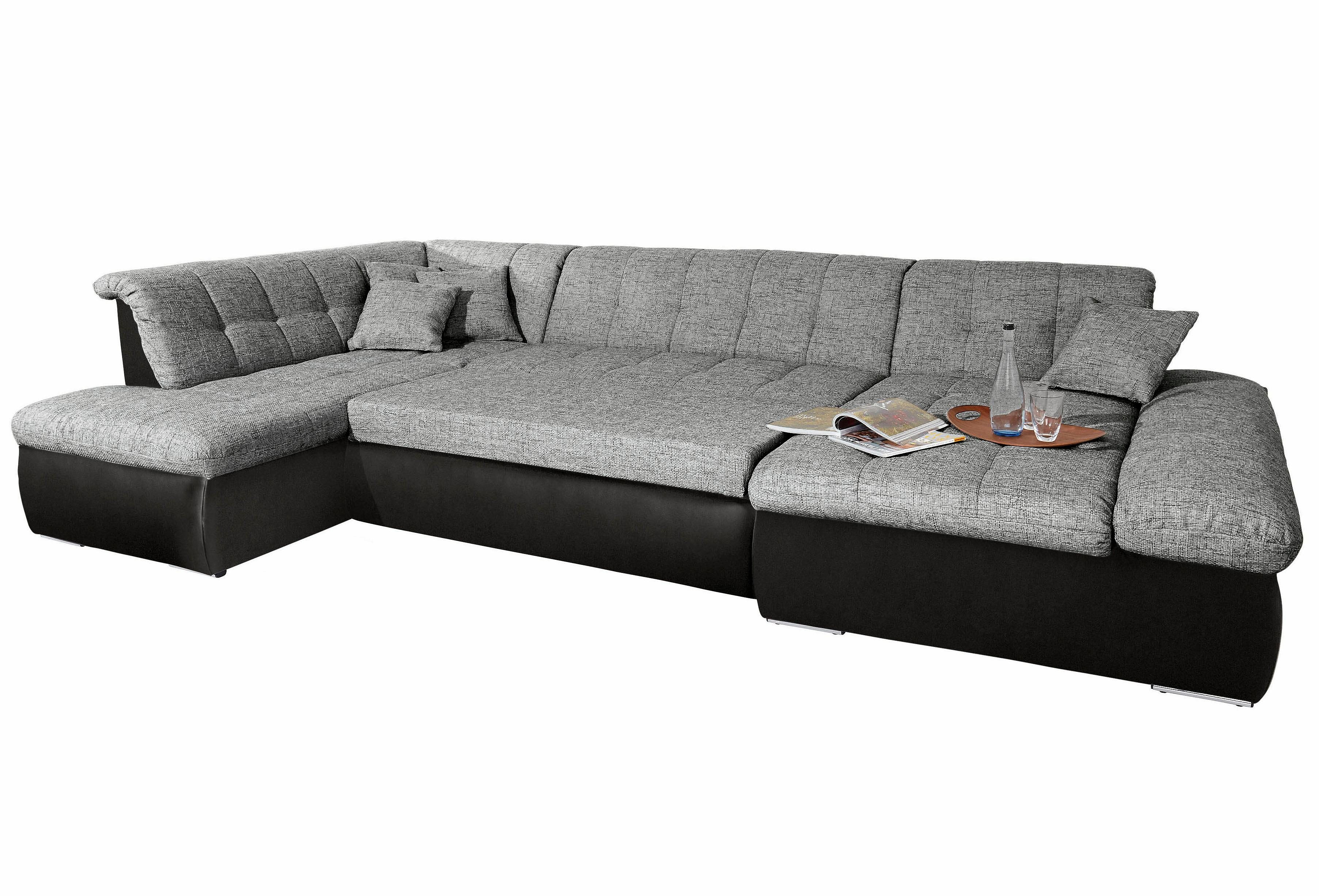 DOMO collection Zithoek Moric U-vorm ook in cord in xxl-formaat, naar keuze met slaapfunctie en verstelbare armleuning