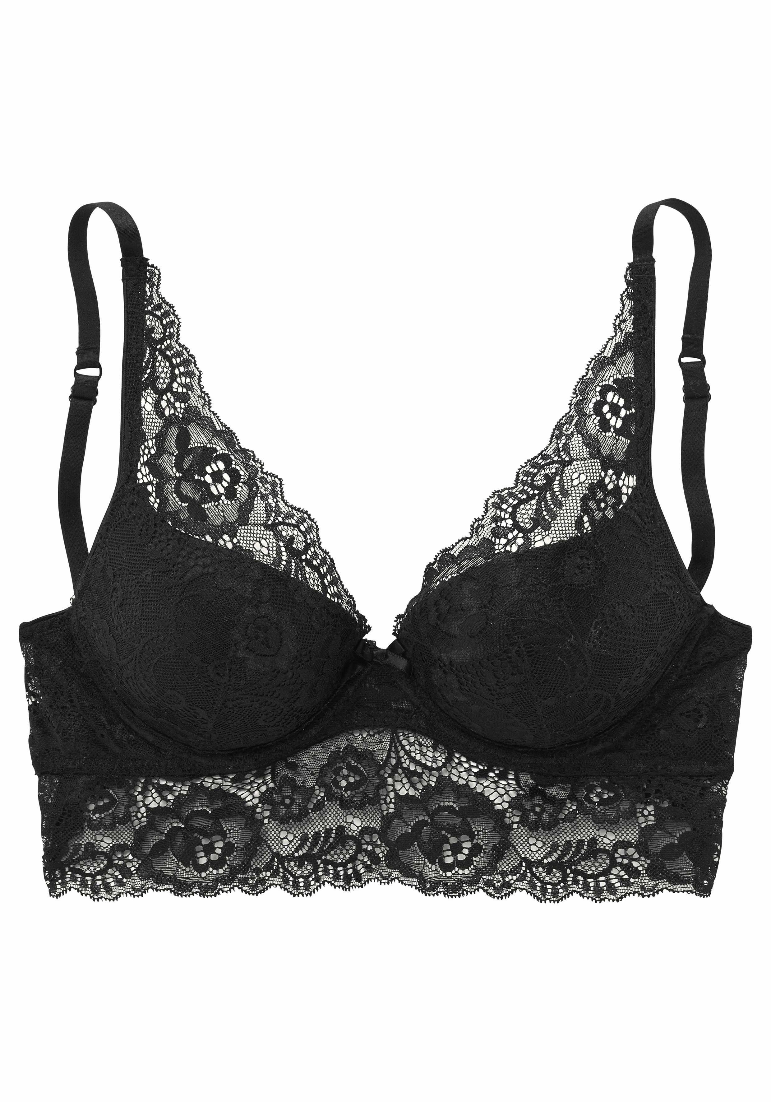 Lascana Bustier Push-up-bh van gebloemd kant, dessous