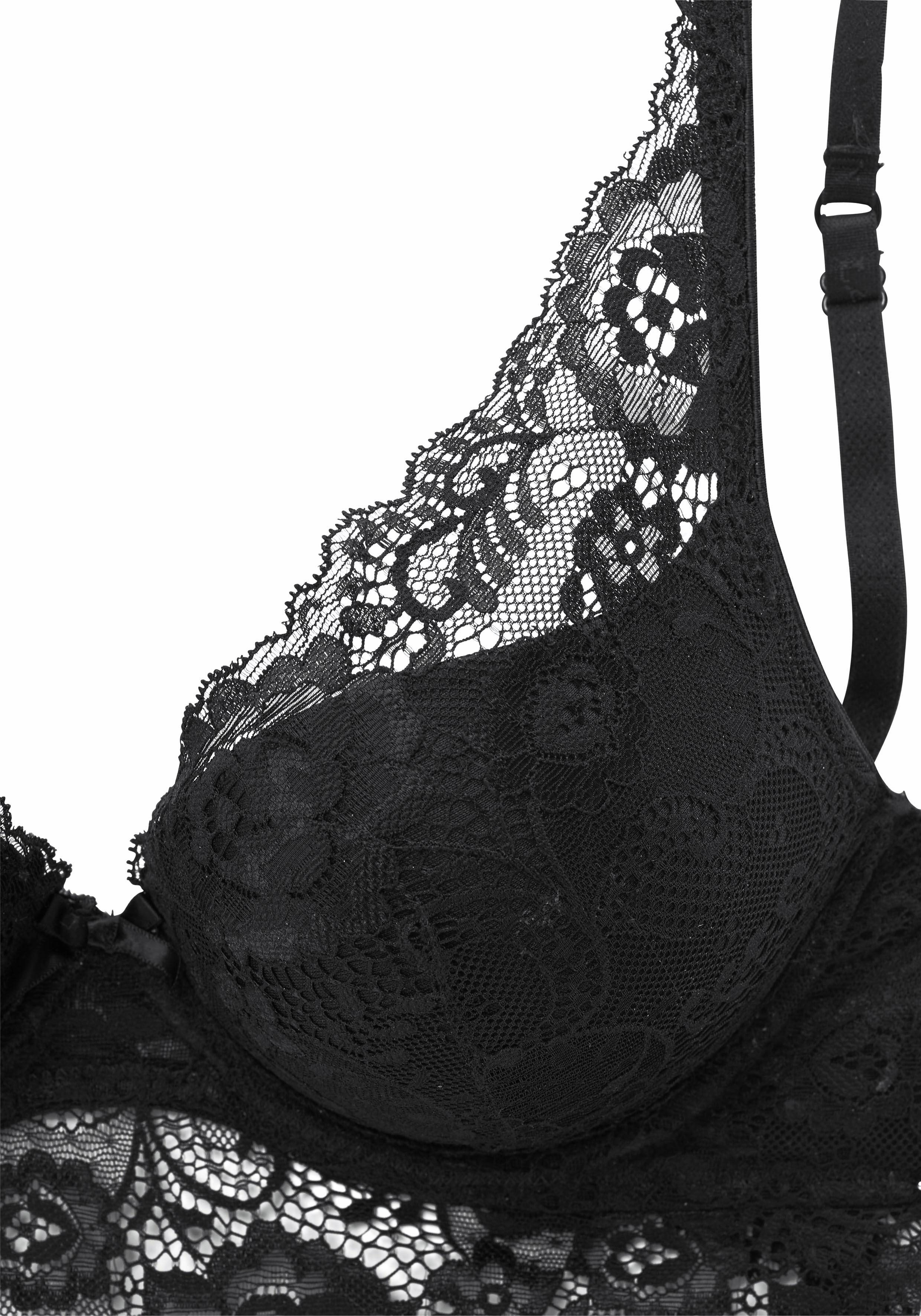 Lascana Bustier Push-up-bh van gebloemd kant, dessous