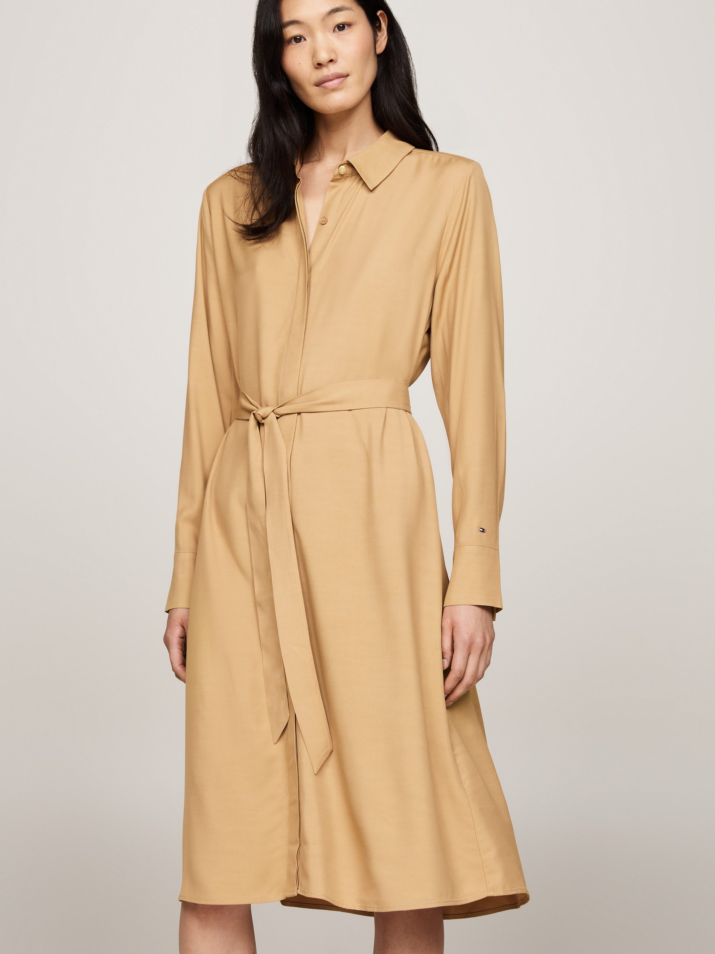 Tommy Hilfiger Jurk met overhemdkraag FLUID VISCOSE SHIRT DRESS vloeiende viscose kwaliteit
