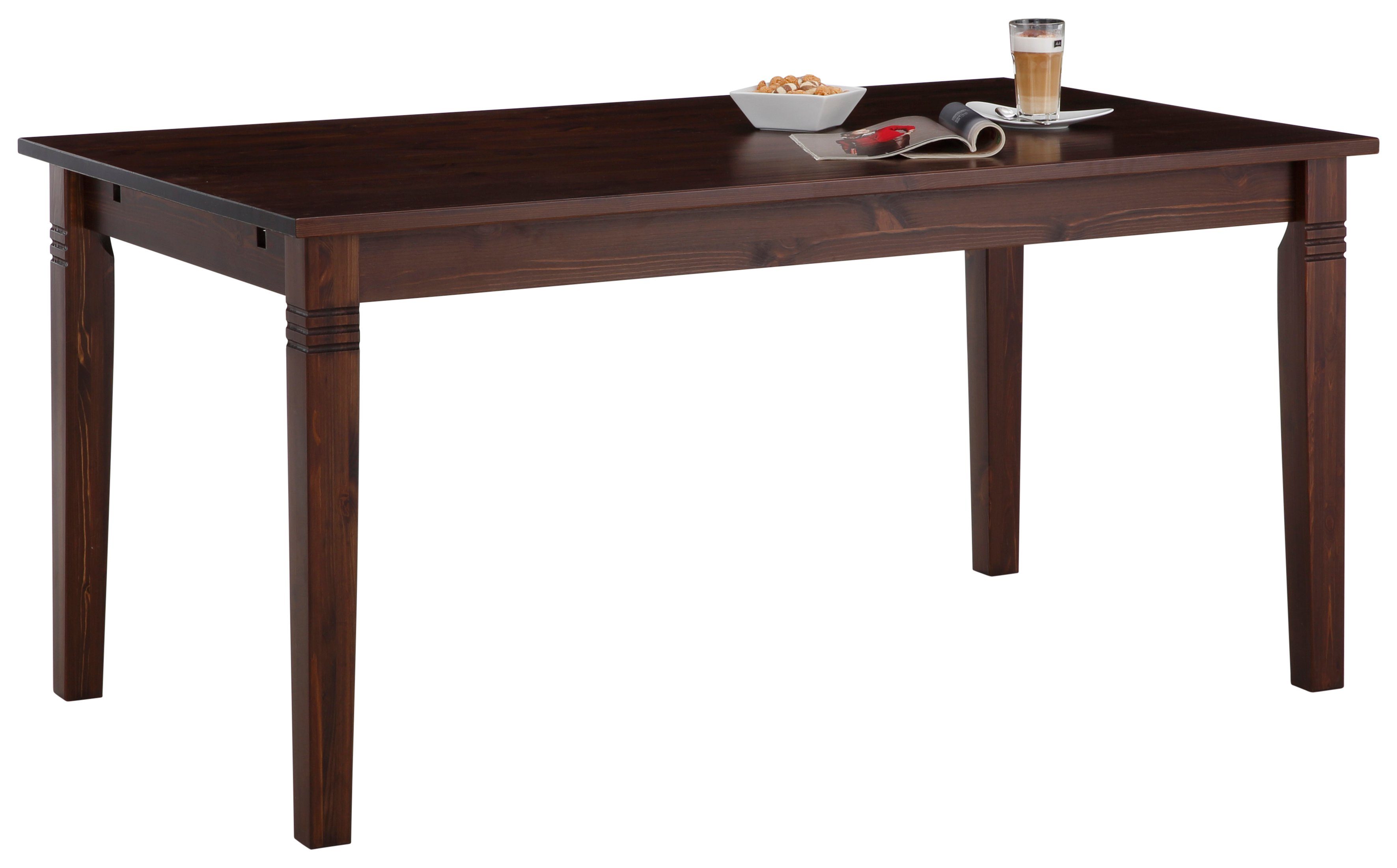 Home affaire Eettafel Danuta keuze met lade, van massief grenen, fsc-gecertificeerd eettafels maat 180 cm x 75 cm x 90 cm bruin