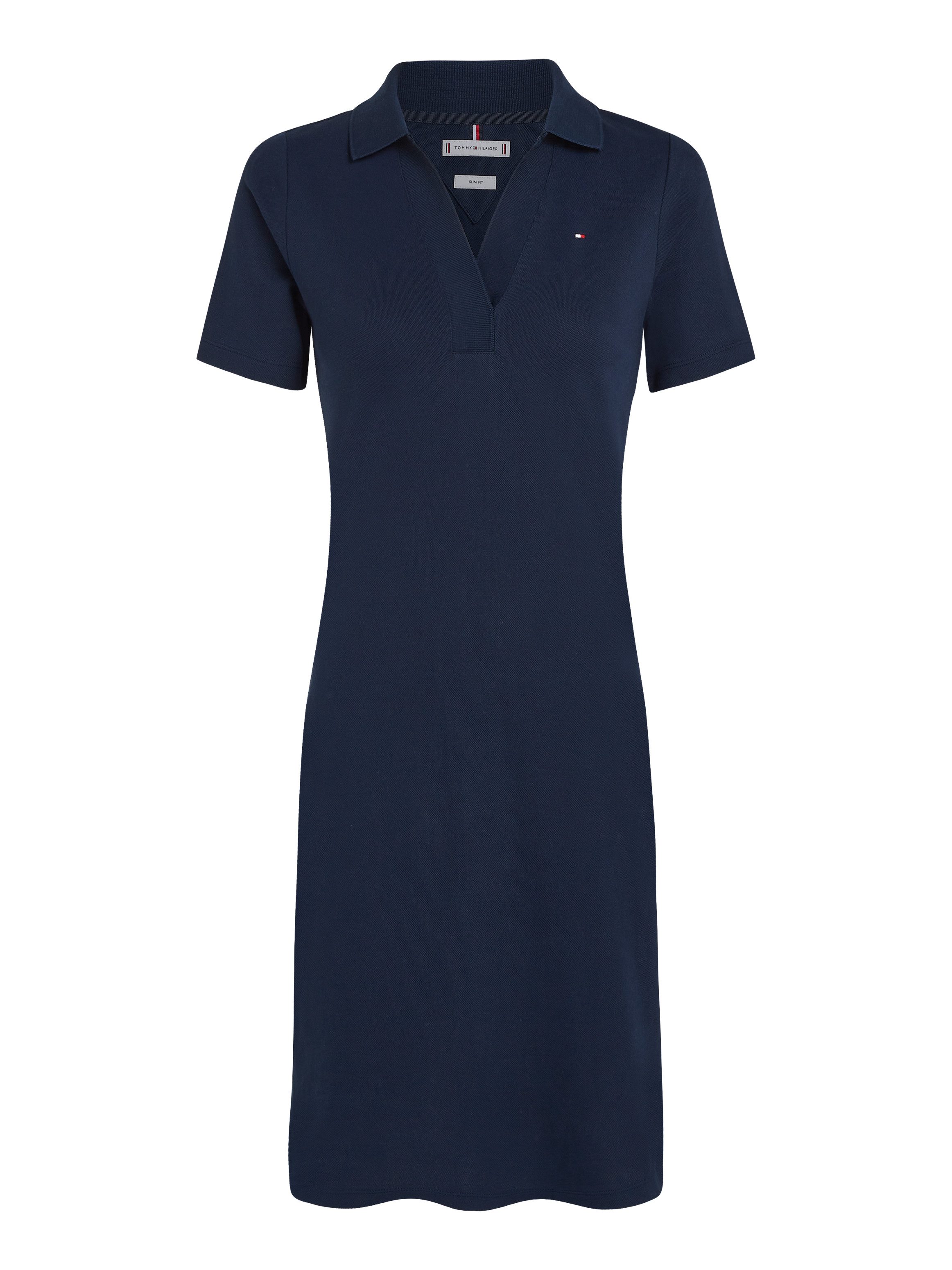 Tommy Hilfiger Polojurk SLIM OPEN NK POLO DRESS SS met geborduurde tommy hilfiger vlag