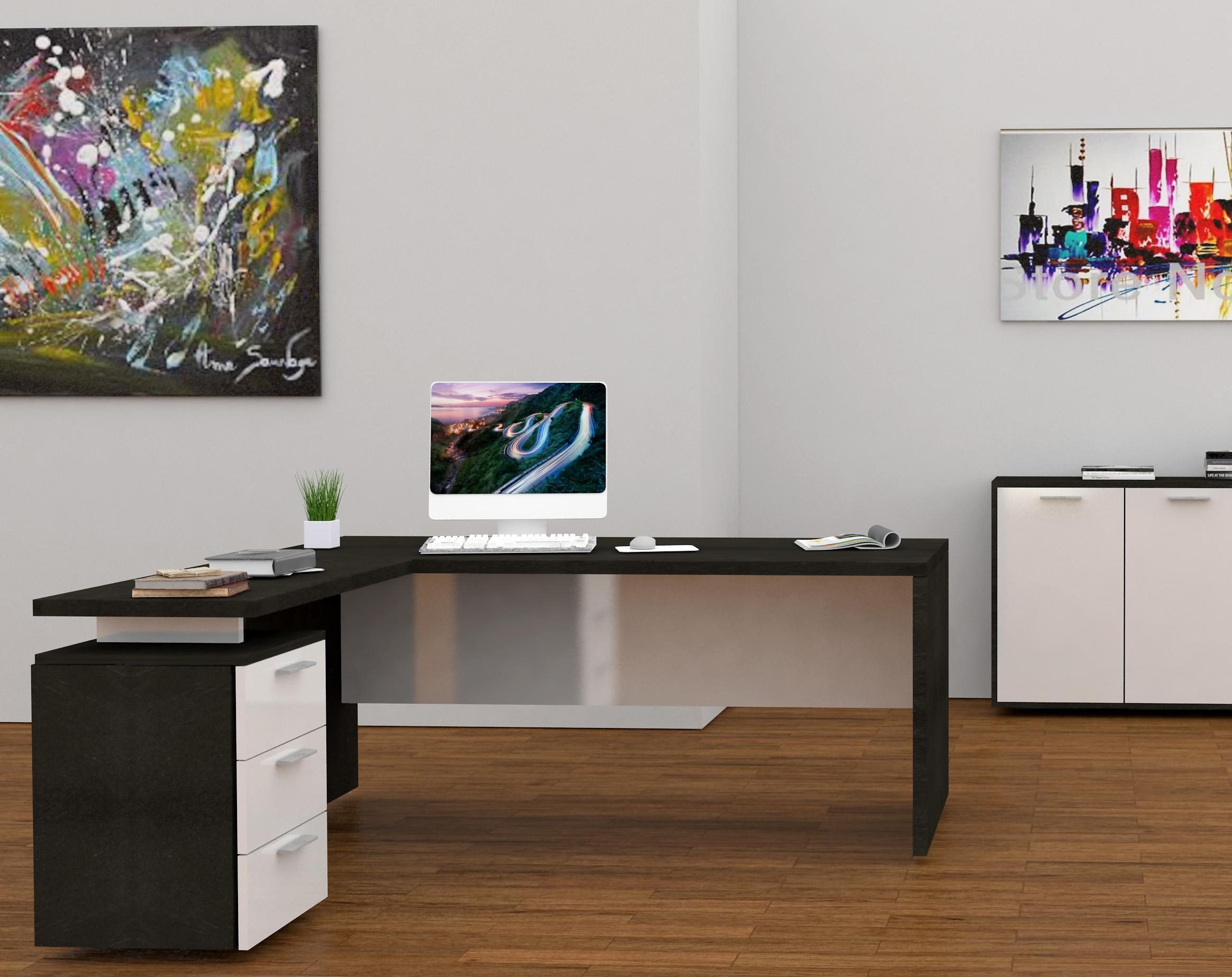 INOSIGN Hoekbureau New Selina Bureau, lades, met of zonder monitorsteun, B 180/160 cm