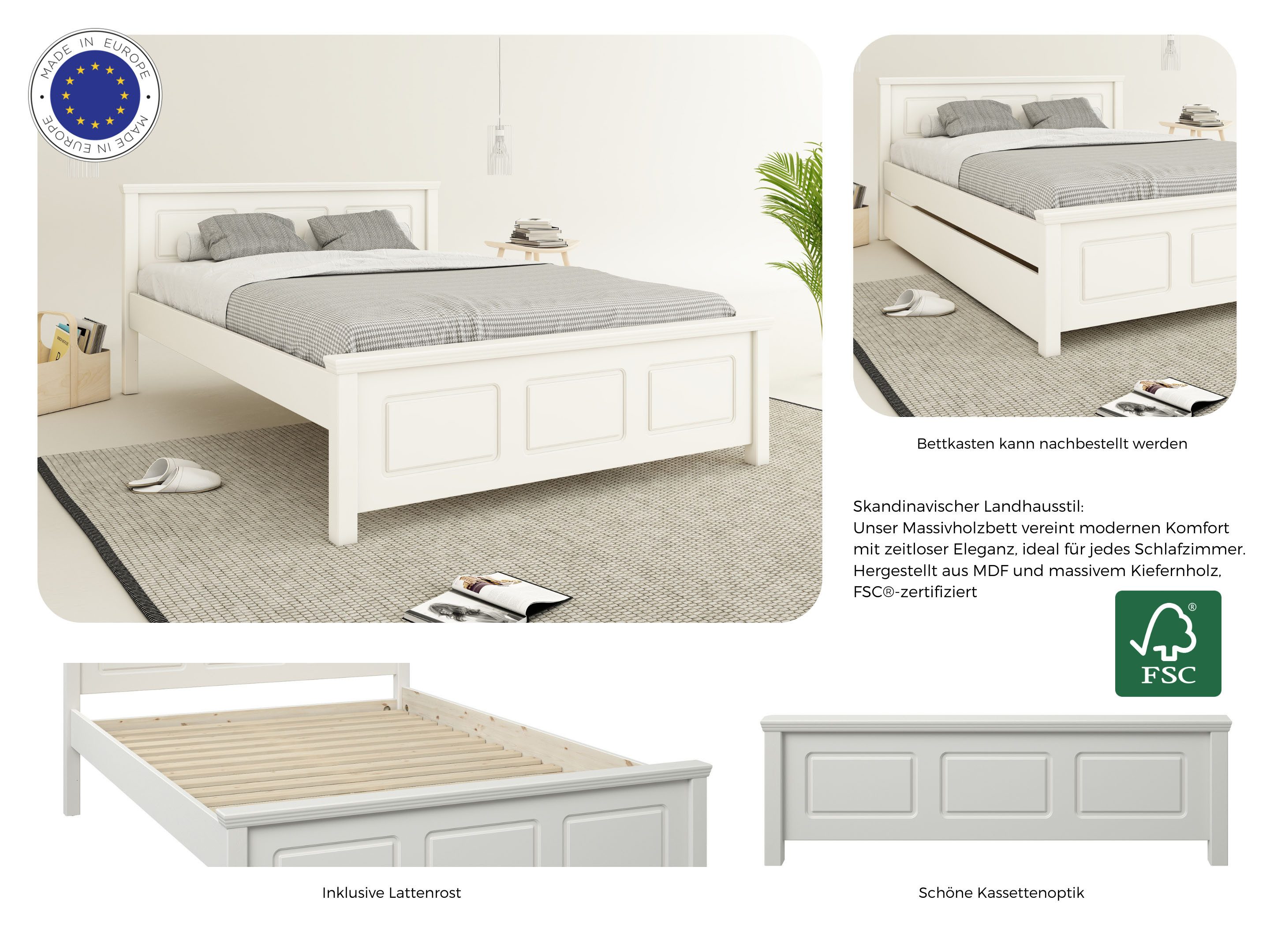 Home affaire Massief houten ledikant "ERIK", Made in Europe, optioneel met lade, massief grenen