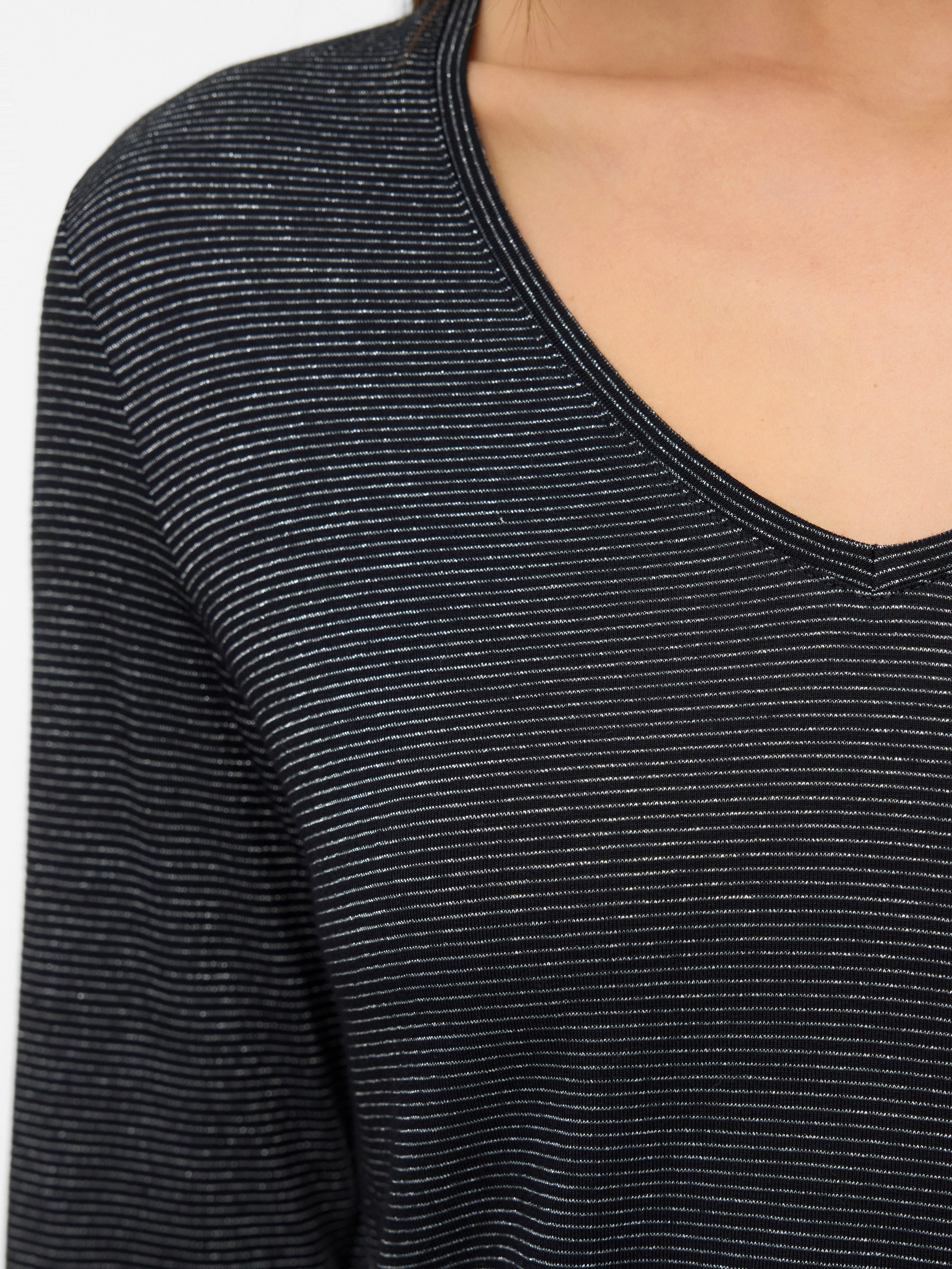Vero Moda Shirt met lange mouwen VMLAVA GLITTER LS V-NECK TOP STRIPE NOOS