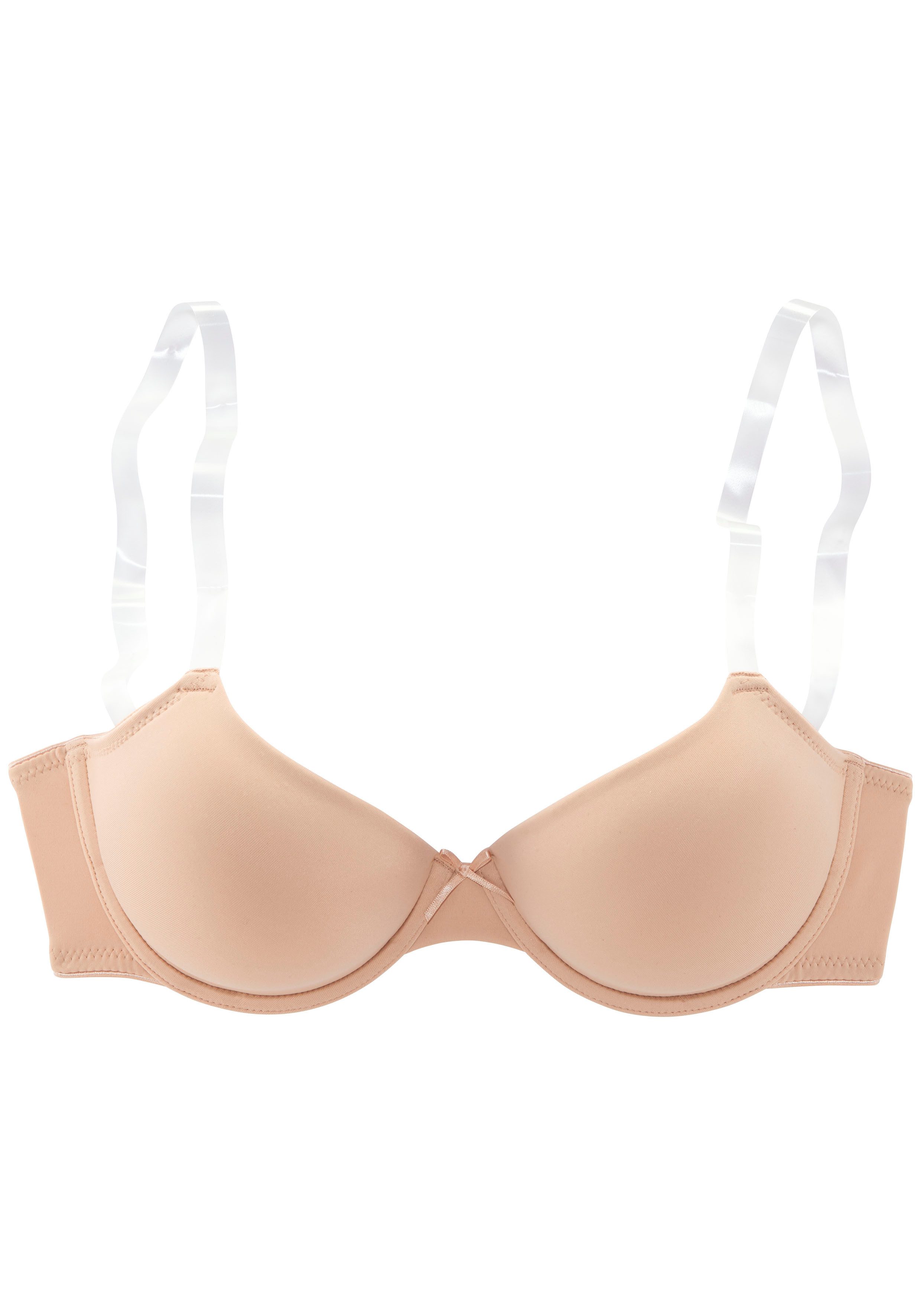 Lascana Bh met steuncups Ela met transparante bandjes, perfecte basic met beugels, basic lingerie