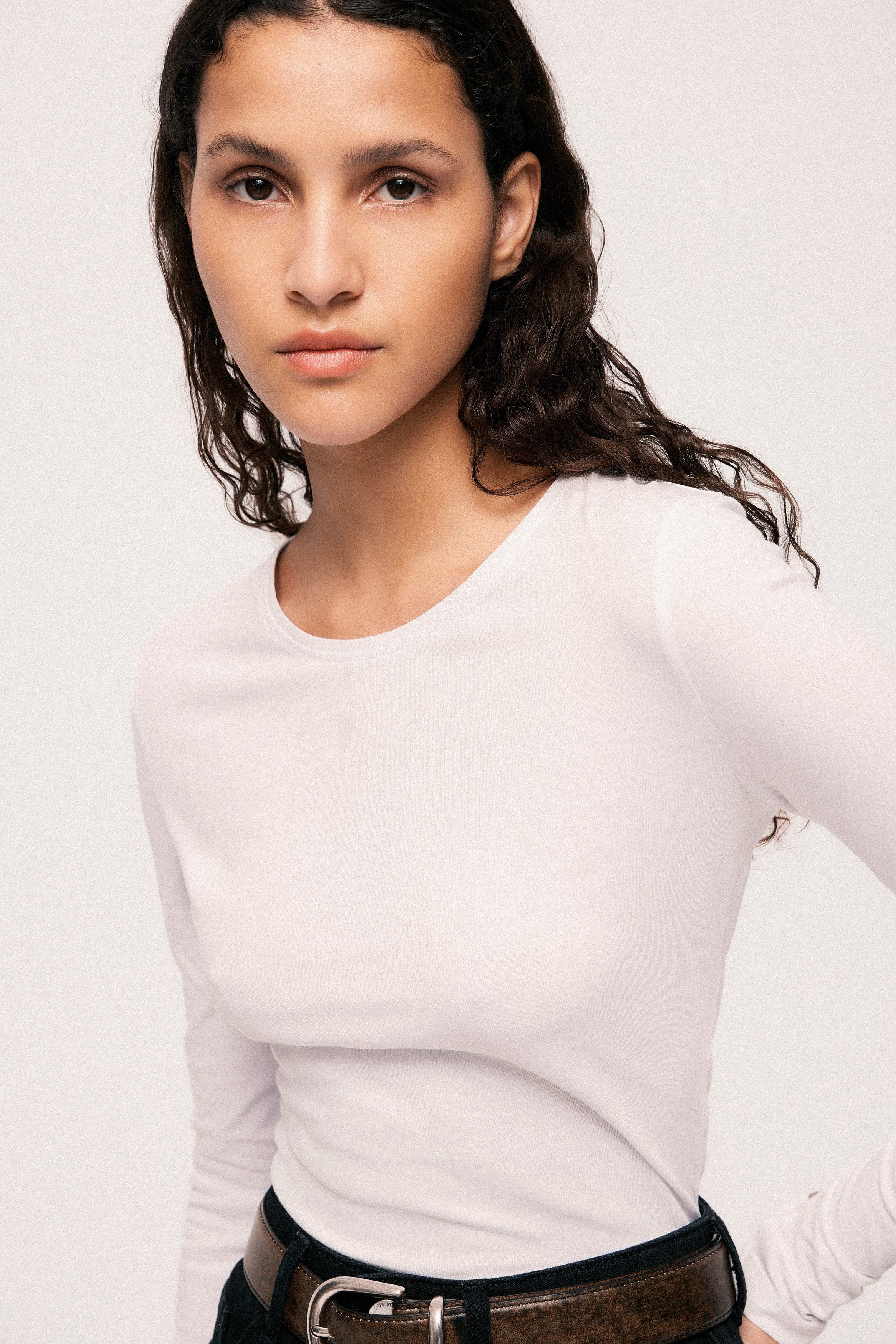 Vila Shirt met lange mouwen VINORA L S O-NECK TOP NOOS