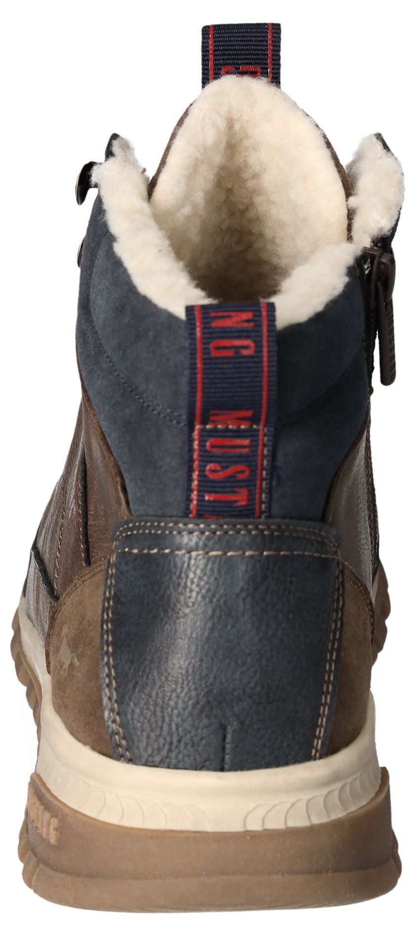 Mustang Shoes Winterlaarzen sleehak veterschoenen enkellaars met contrastafwerking