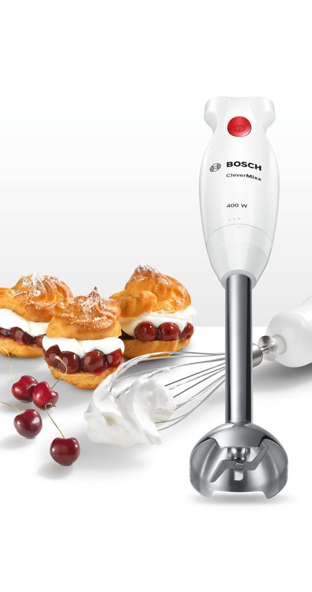 BOSCH Staafmixer CleverMixx MSM24500, Edelst. Mixvoet, hakker, garde, wit