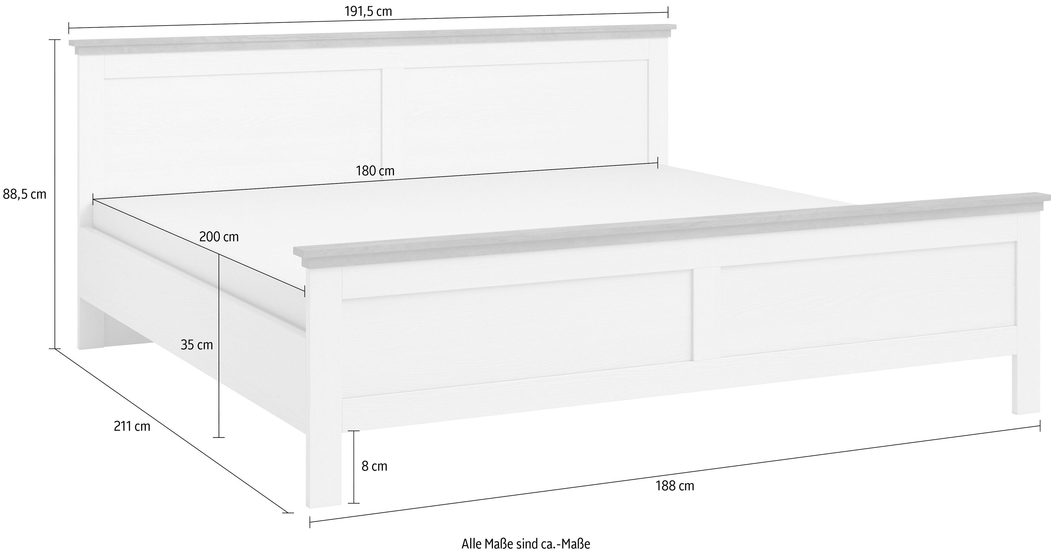 Home affaire Bedframe Evora, landelijke stijl, tweepersoonsbed, verkrijgbaar in 3 maten