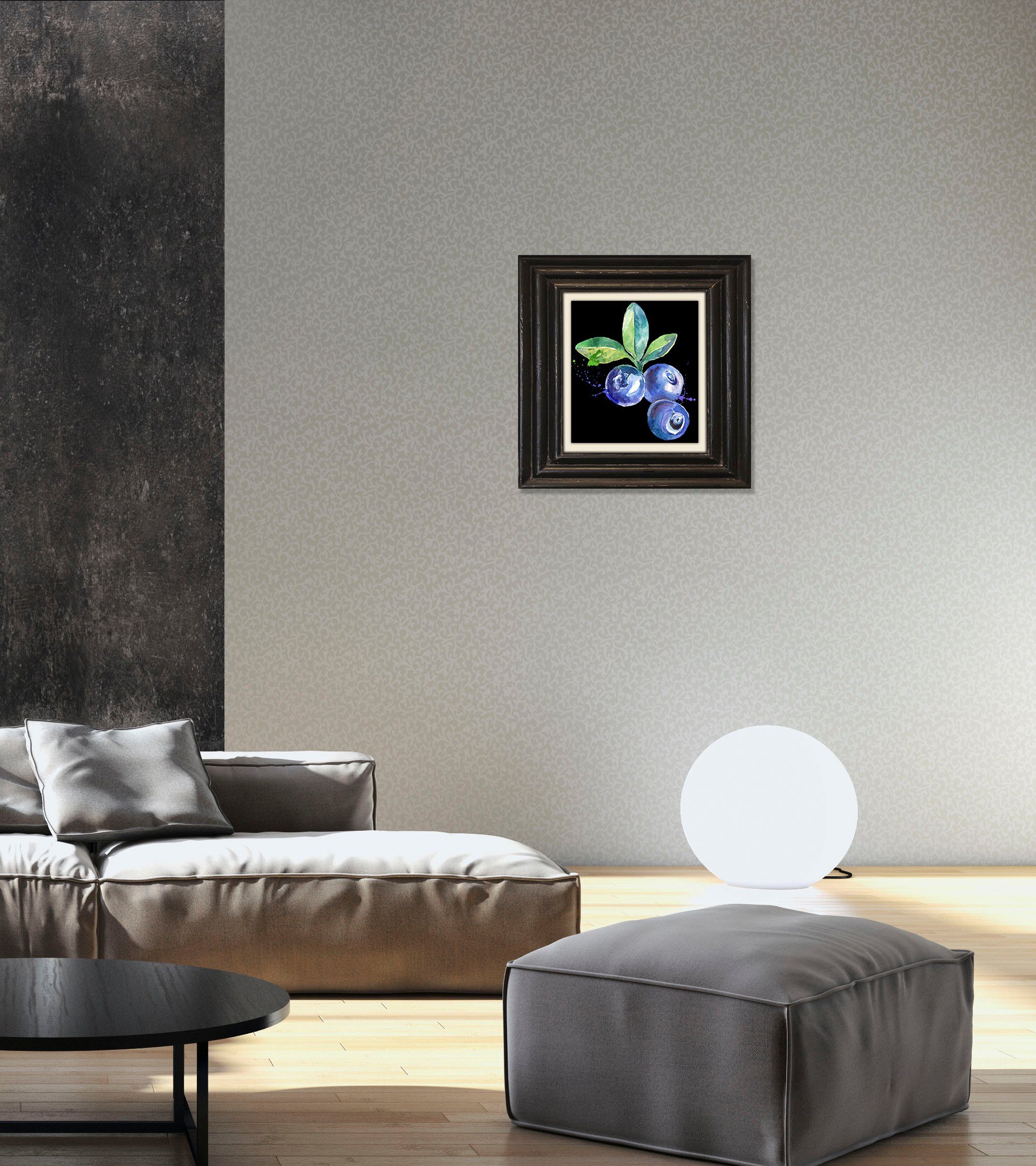 queence Artprint op linnen Bosbessen Premium canvasstof, handgemaakt in Duitsland, 40x40cm