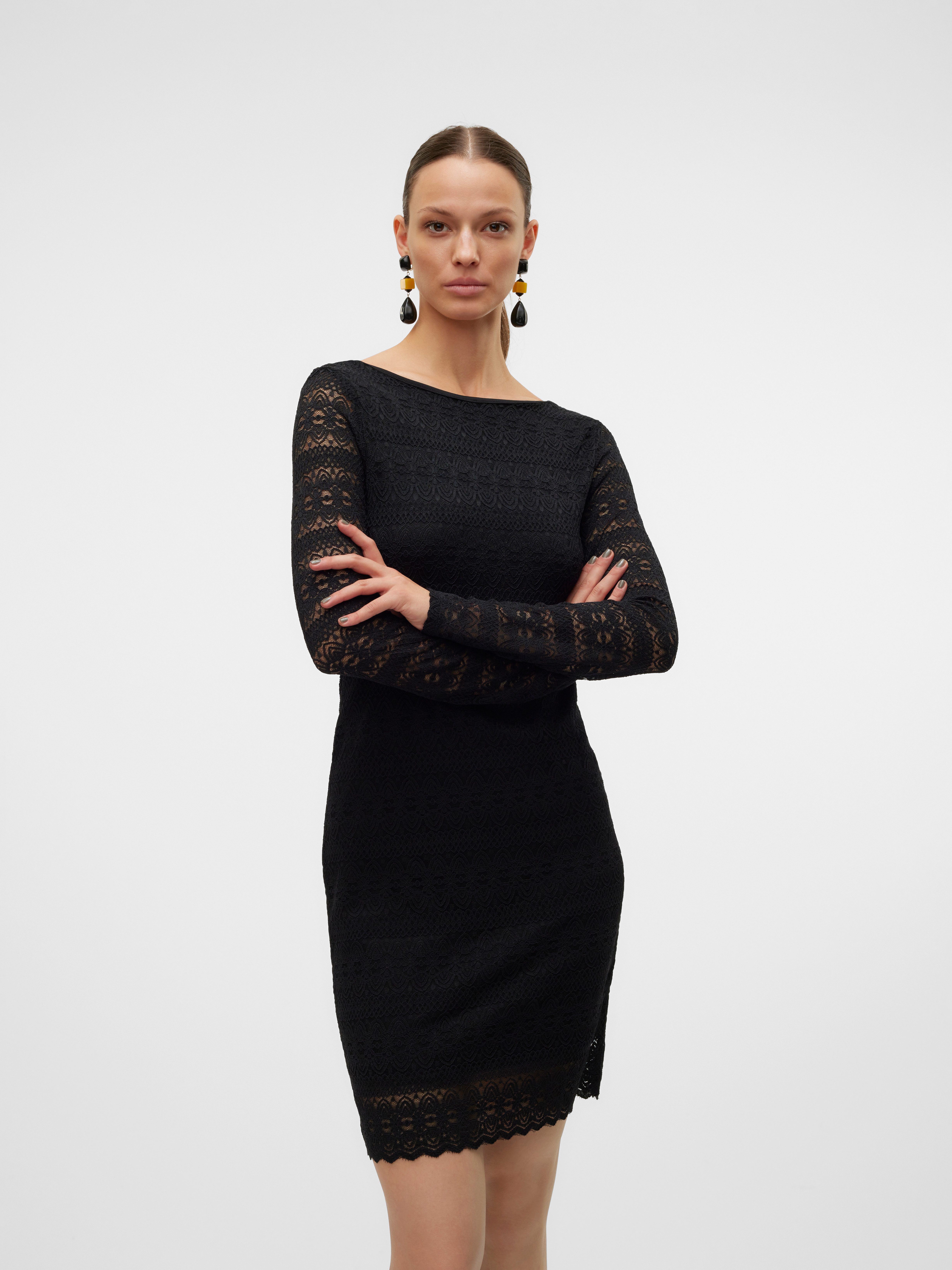 Vero Moda Kanten jurk VMZOE 2-WAY LS SHORT DRESS JRS NOOS