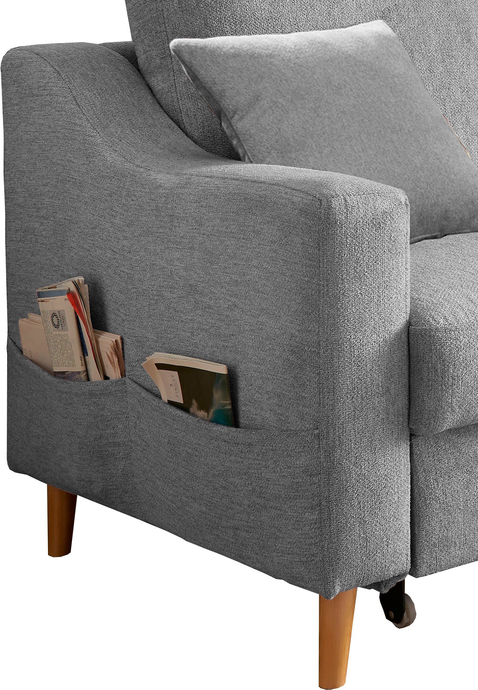 INOSIGN Hoekbank Valentina L-vorm 2 sierkussens, met zijvak, uittrekbare matrasbodem, bedbox