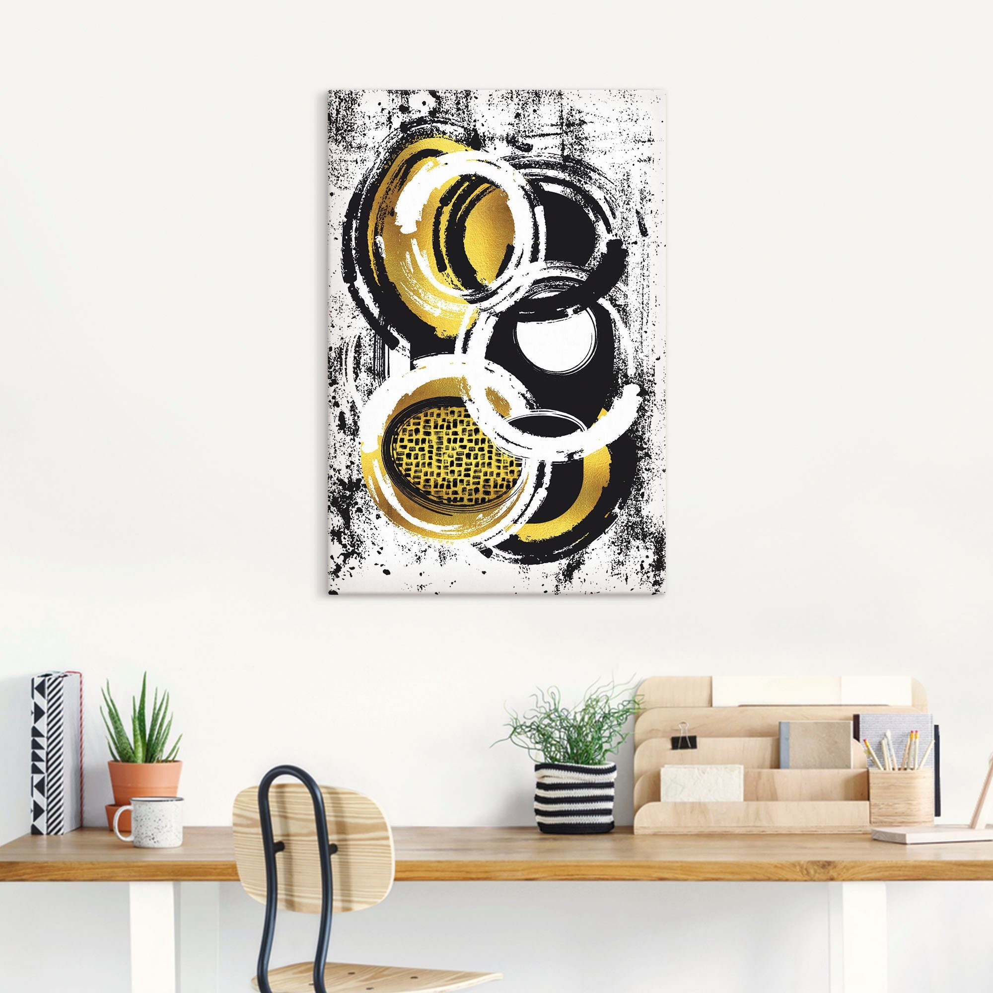 Artland Artprint Abstracte schilderkunst Nr. 2 goudkleur als artprint op linnen, poster, muursticker in verschillende maten