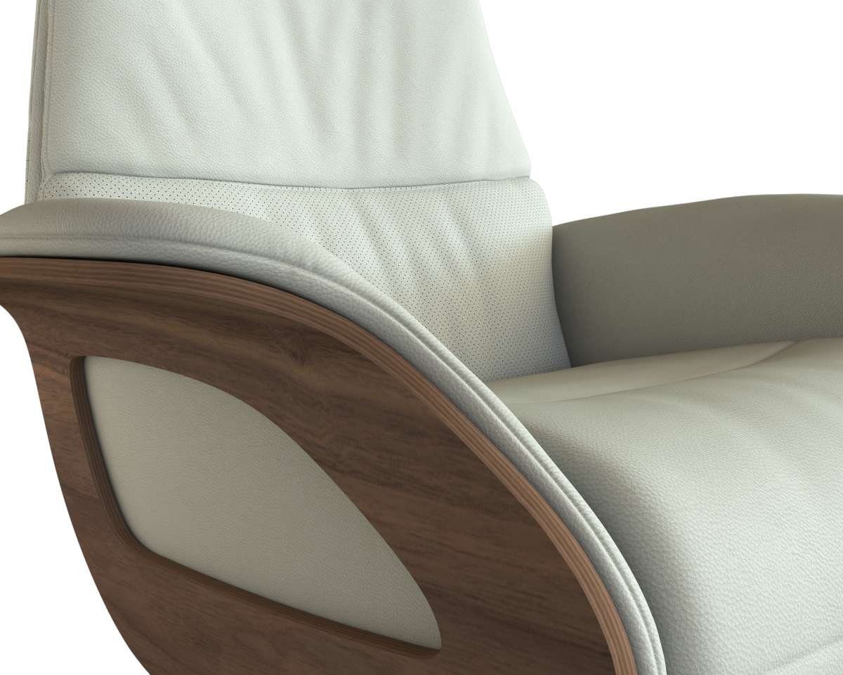 FLEXLUX Relaxfauteuil Clement praktische elektrische fauteuil Maat M, elektrische rug- en voetensteun, accu, armleuning Walnoot, aluminium voet