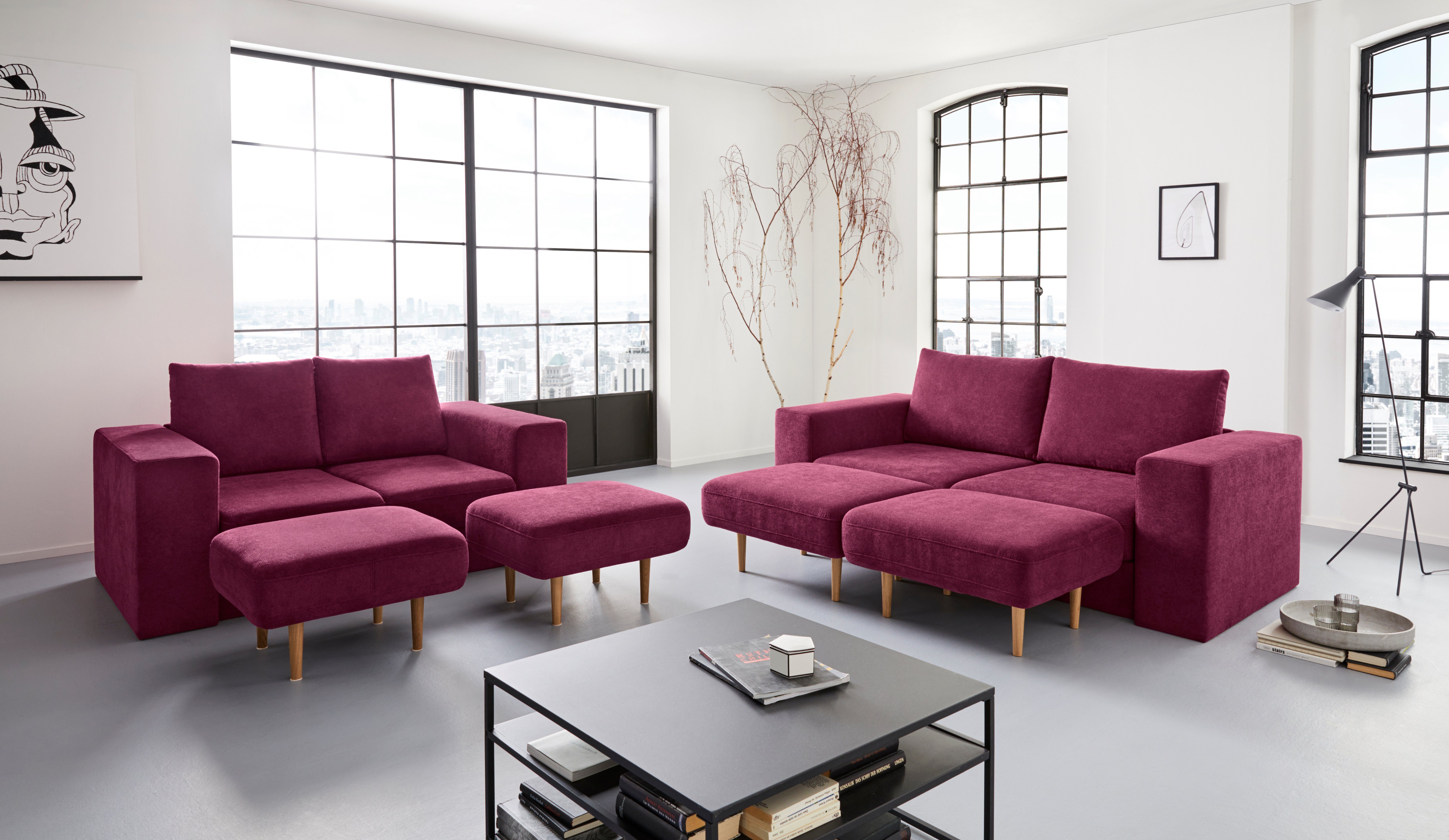 LOOKS BY WOLFGANG JOOP 2-zitsbank Looksv Aan te passen bank: de bank wordt bank met 2 hockers