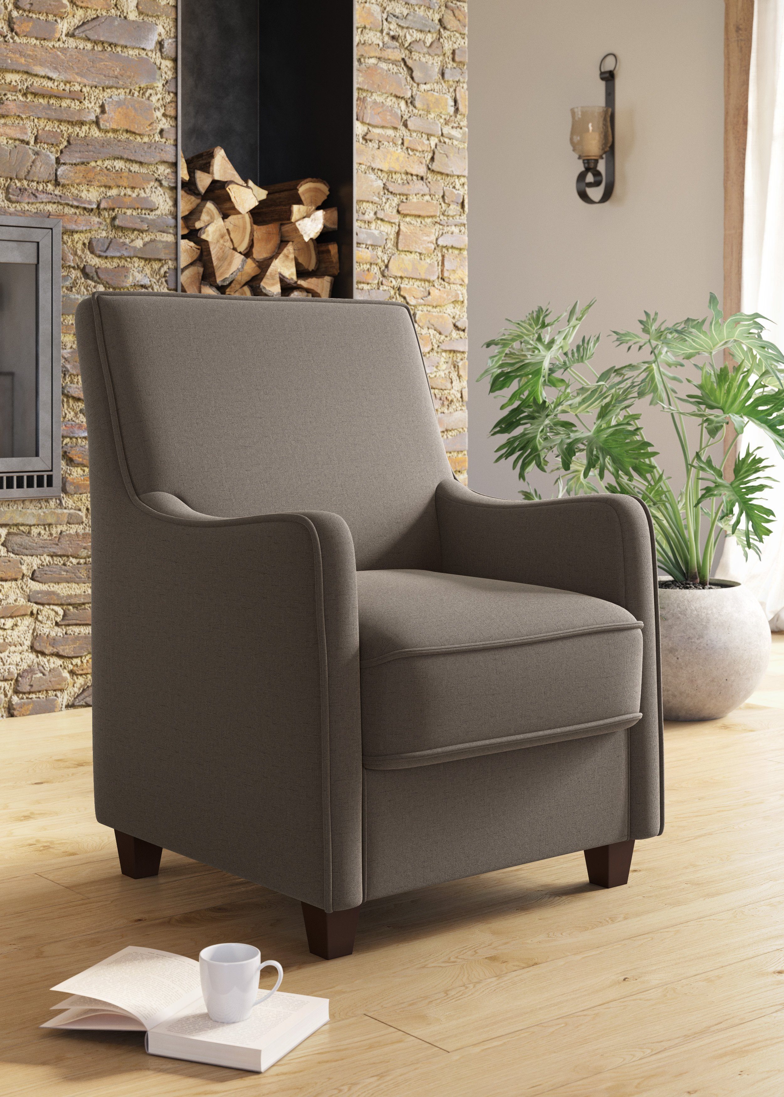 Home affaire Fauteuil County met engelse naad en binnenveringsinterieur (1 stuk)