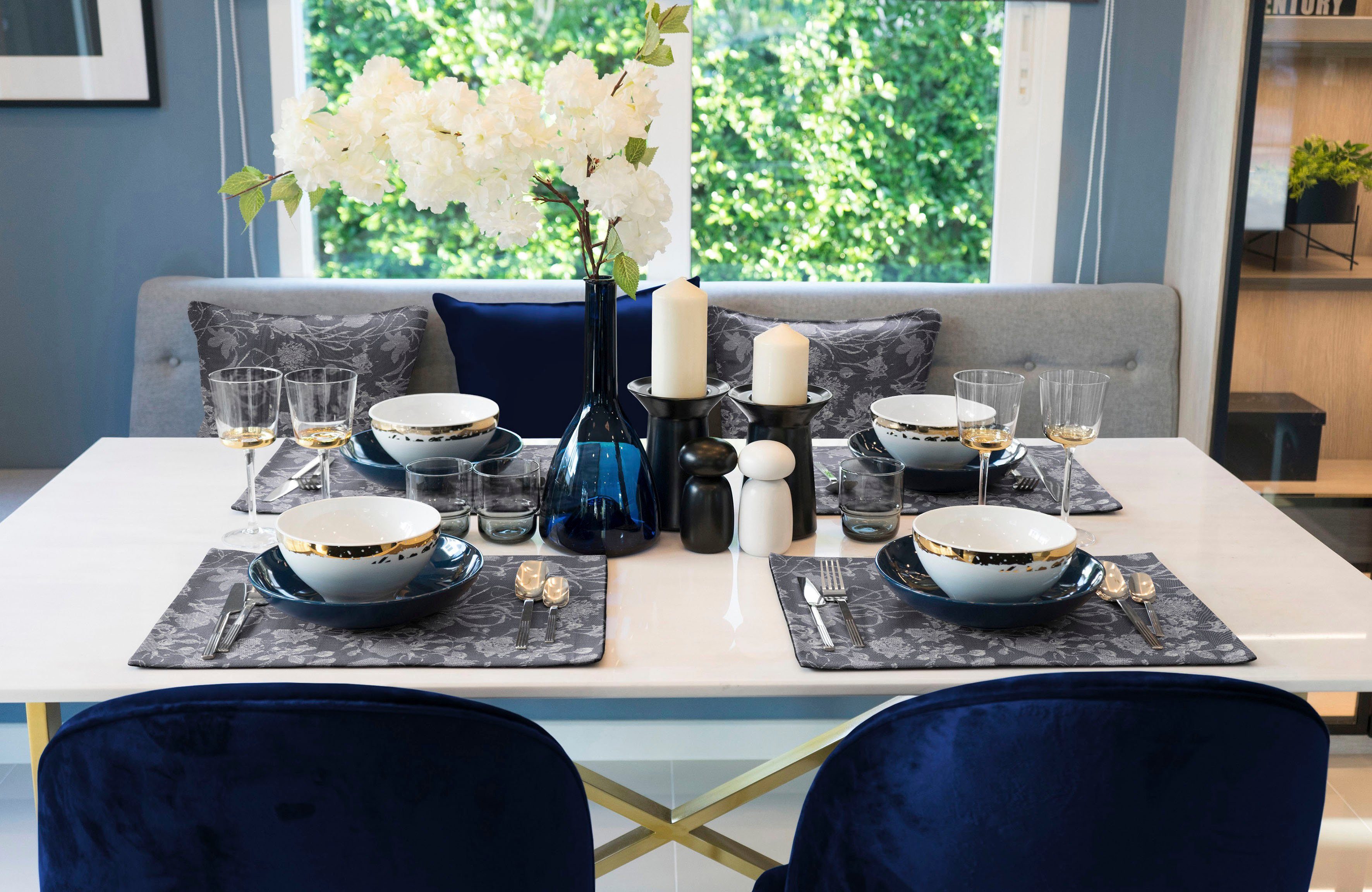 Adam Set placemats Flower Cuveé Light GOTS organic, gecertificeerd door CERES 0242, Made in Germany (2 stuks)
