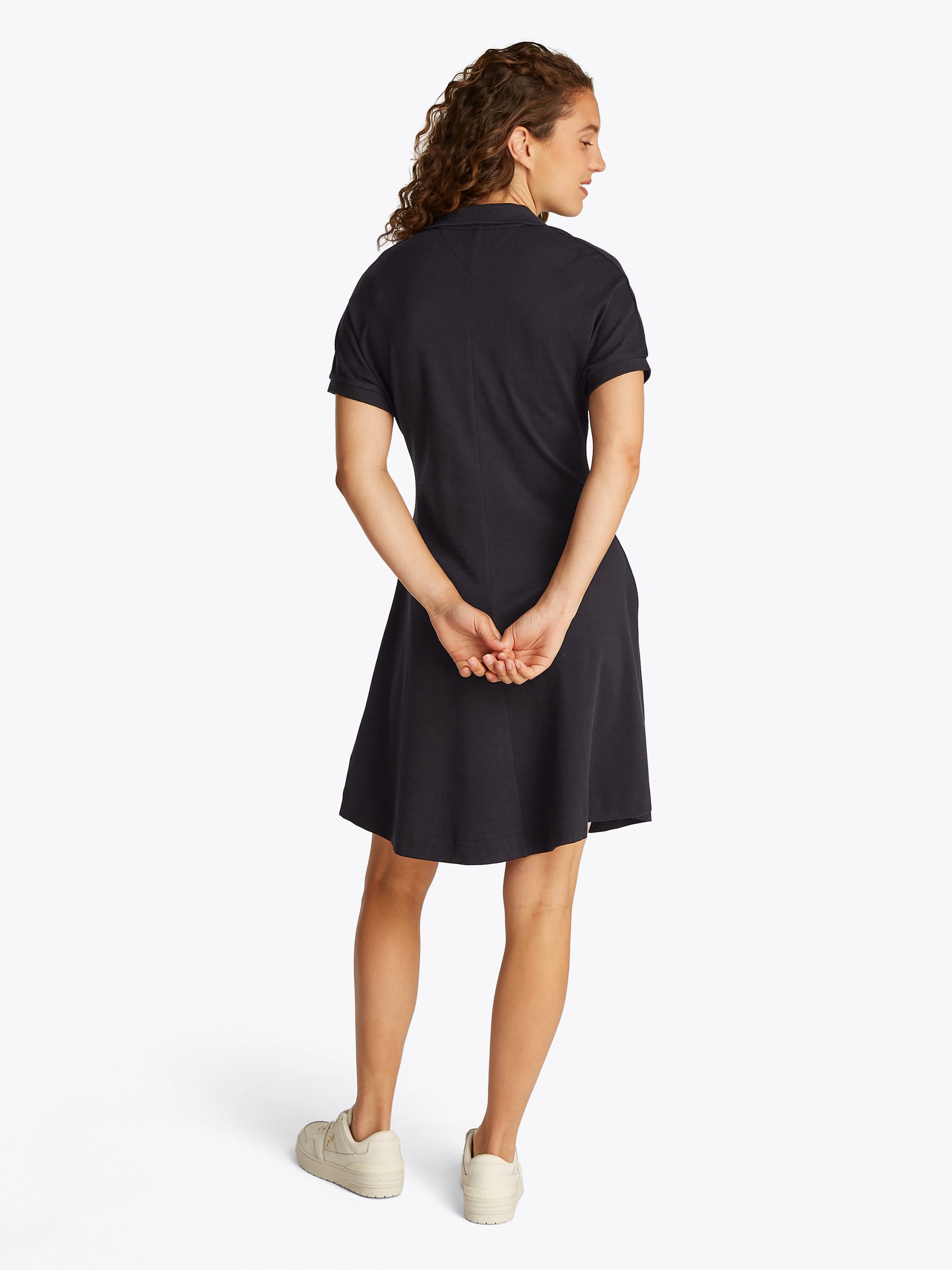 Tommy Hilfiger Polojurk LYOCELL OPEN-NK F&F POLO DRESS met ingekorte mouwen, in knielengte
