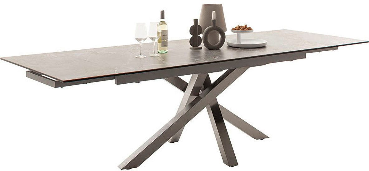 MCA furniture Eettafel ALMIROS uitschuifbare tafel 180-260 cm gemarmerd Keramiek, roestvrij staal, marmer-look, uittrekbaar, belastbaar tot 100 kg, 8-10 personen
