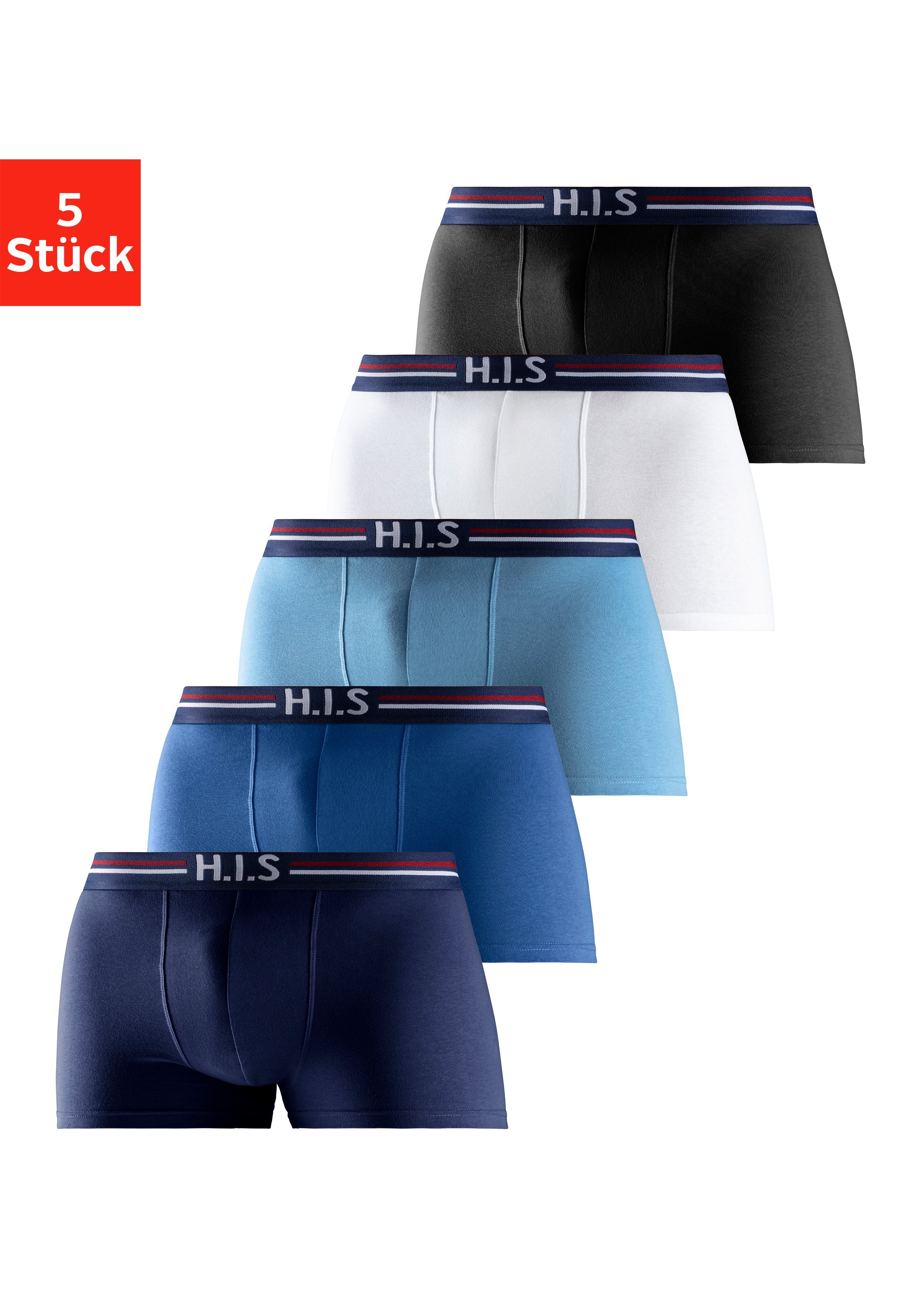 H.I.S Boxershort met strepen en logo in de band (set, 5 stuks)