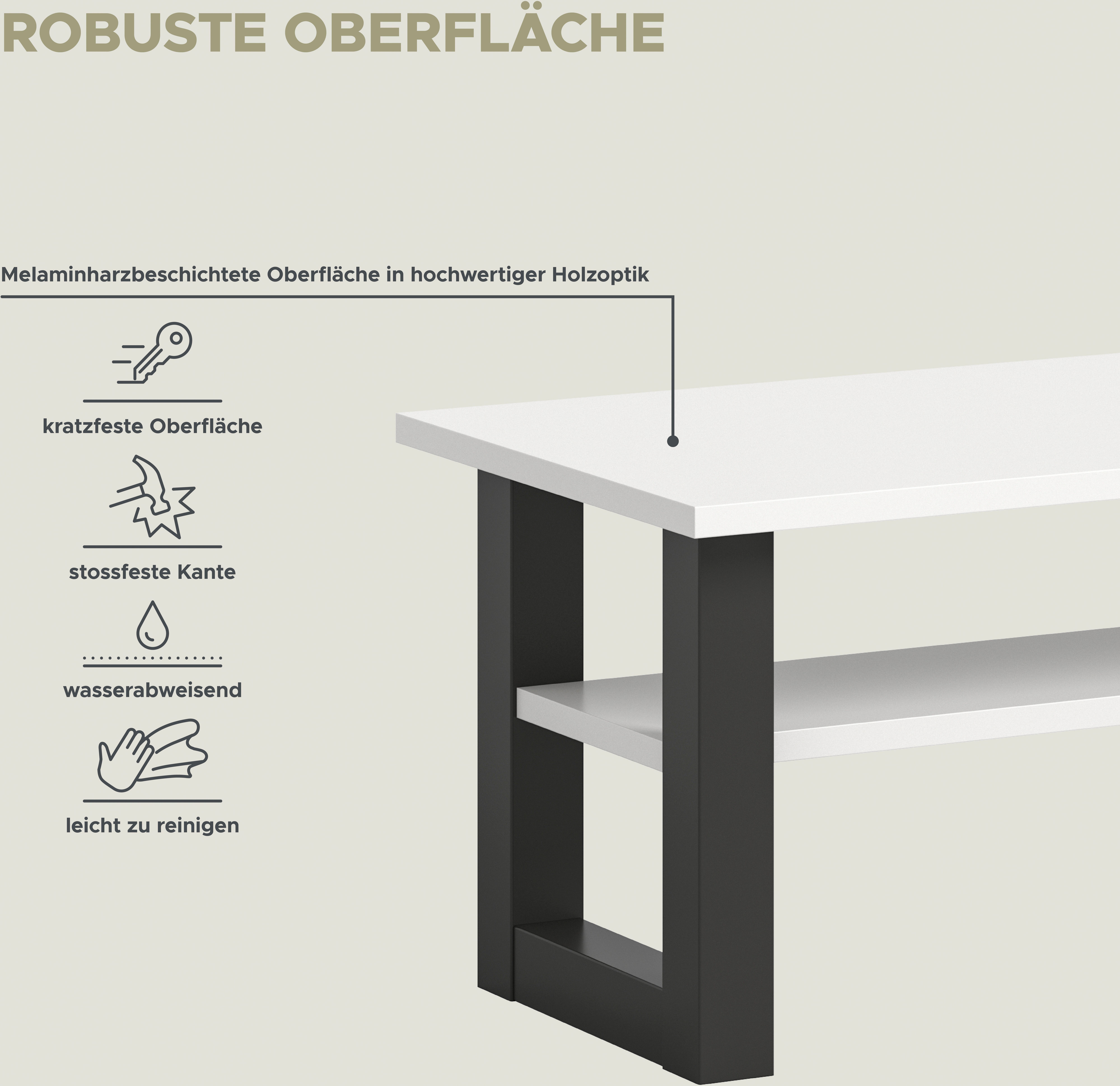 INOSIGN Salontafel Rail, breedte 90 cm, met onderblad, inclusief sledeframe