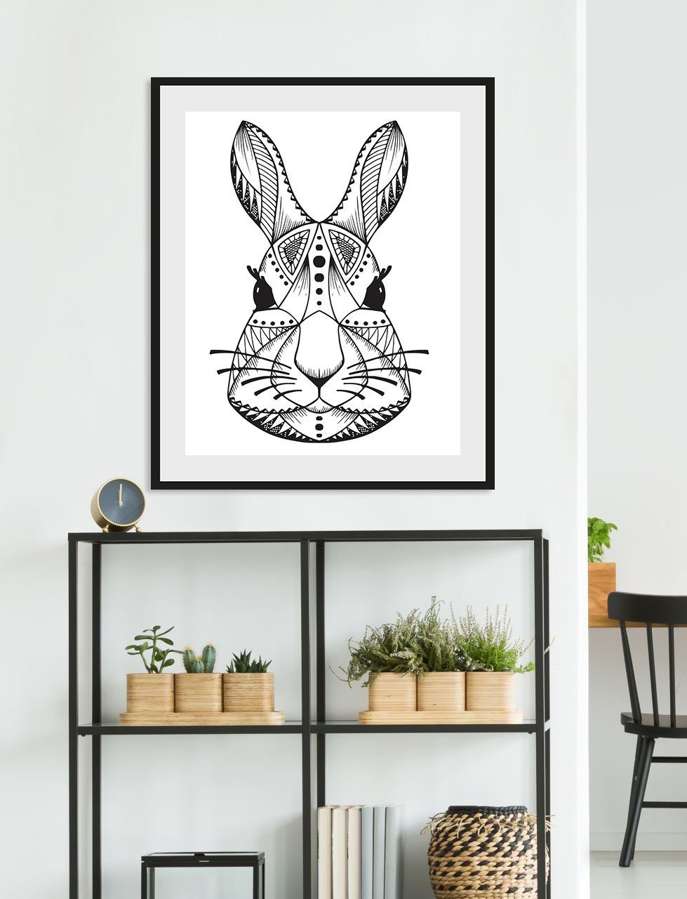 queence Wanddecoratie EDVIN HD premium posterdruk incl. houten lijst (1 stuk) schilderijen maat 50 cm x 70 cm zwart