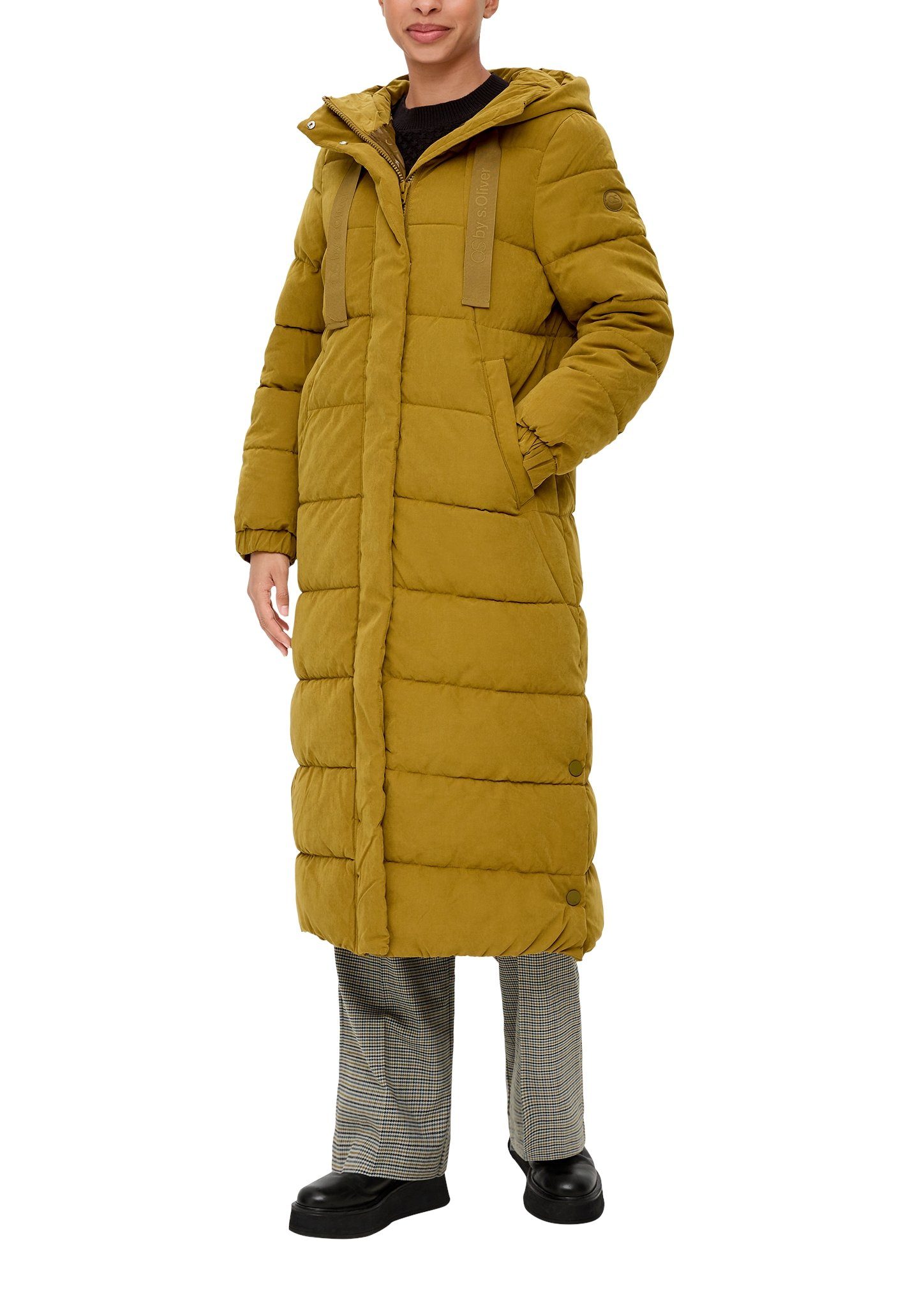 Q S designed by Doorgestikte jas met een capuchon