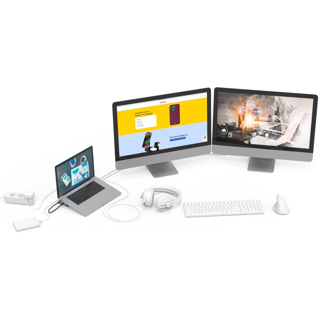 Hama Laptop-dockingstation USB hub 9in1 (USB-dockingstation 4K met: USB-A, USB-C, HDMI™, LAN)
