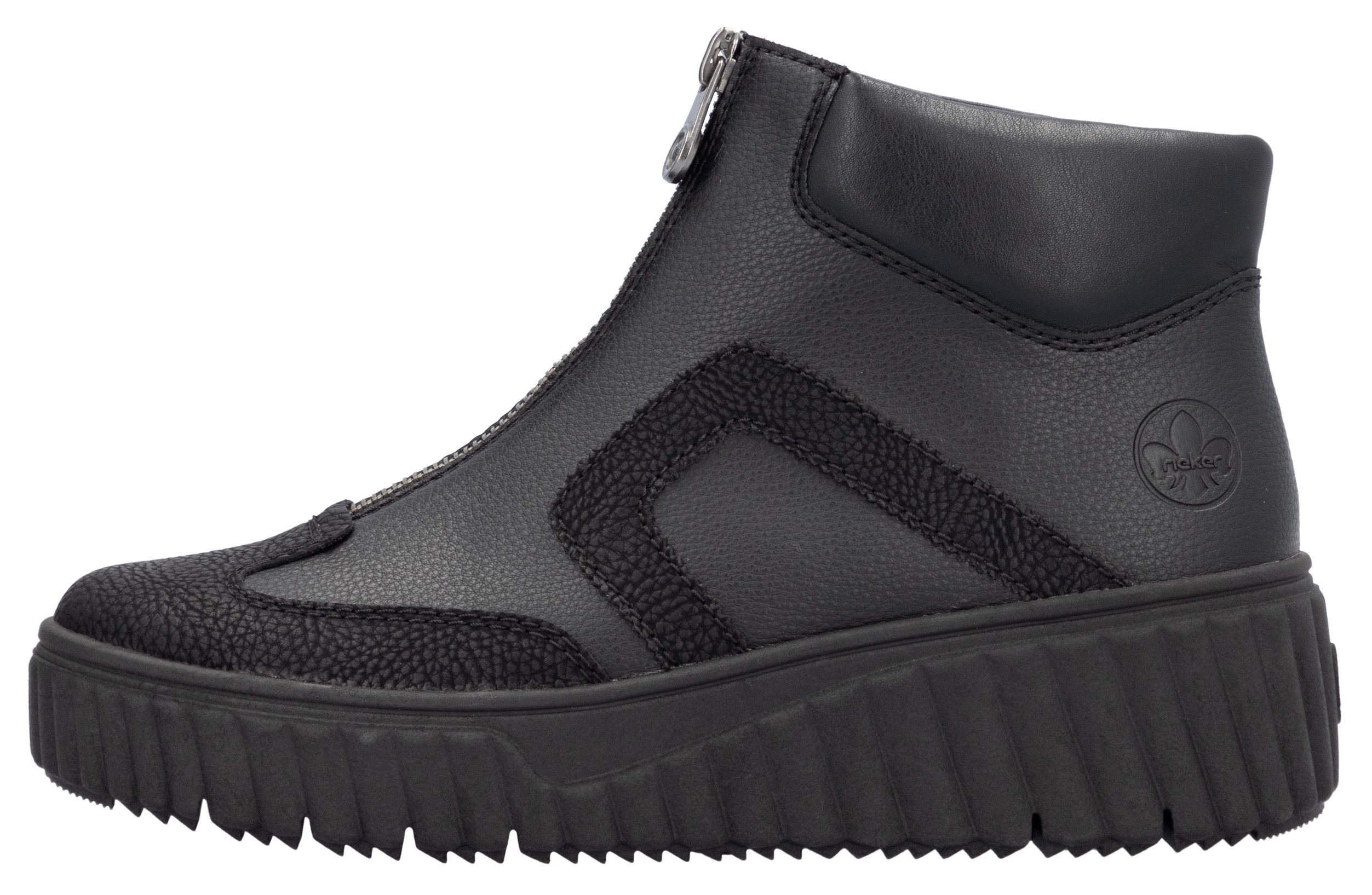 Rieker Boots zonder sluiting enkellaars, sleehak, plateaulaarzen met gewatteerde schaprand