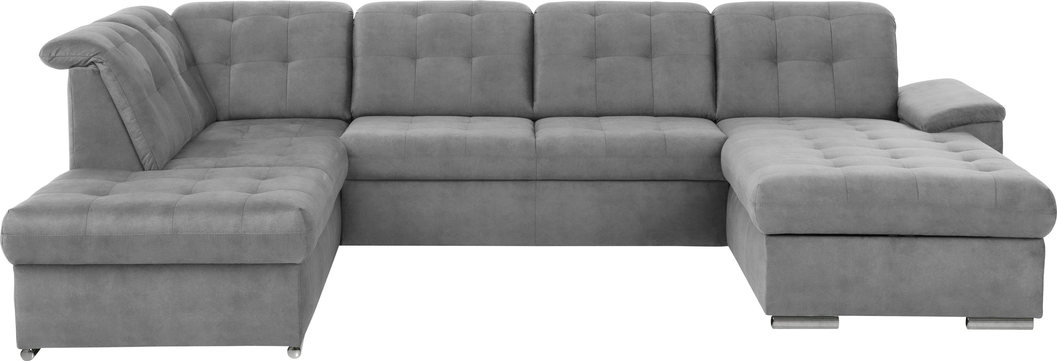 exxpo - sofa fashion Zithoek Durango, uitgebreide zit- en rugverwerking, comfortabel, U-vorm inclusief verstelbare hoofdsteun, naar keuze met slaapfunctie en bedkist (4-delig)