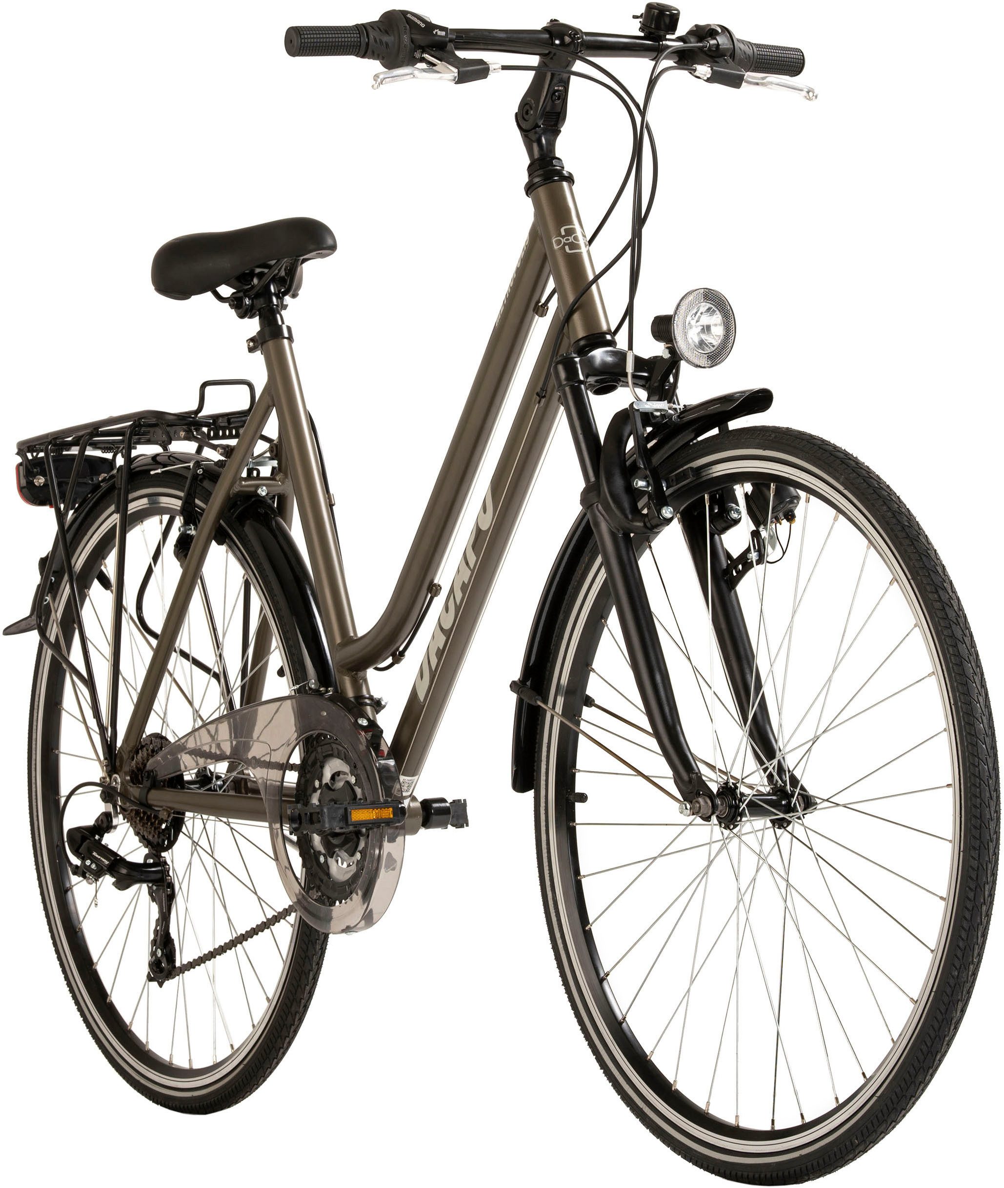Dacapo Trekkingfiets dames 28'' Metropolis antraciet vlakke stuur 21 versnellingen