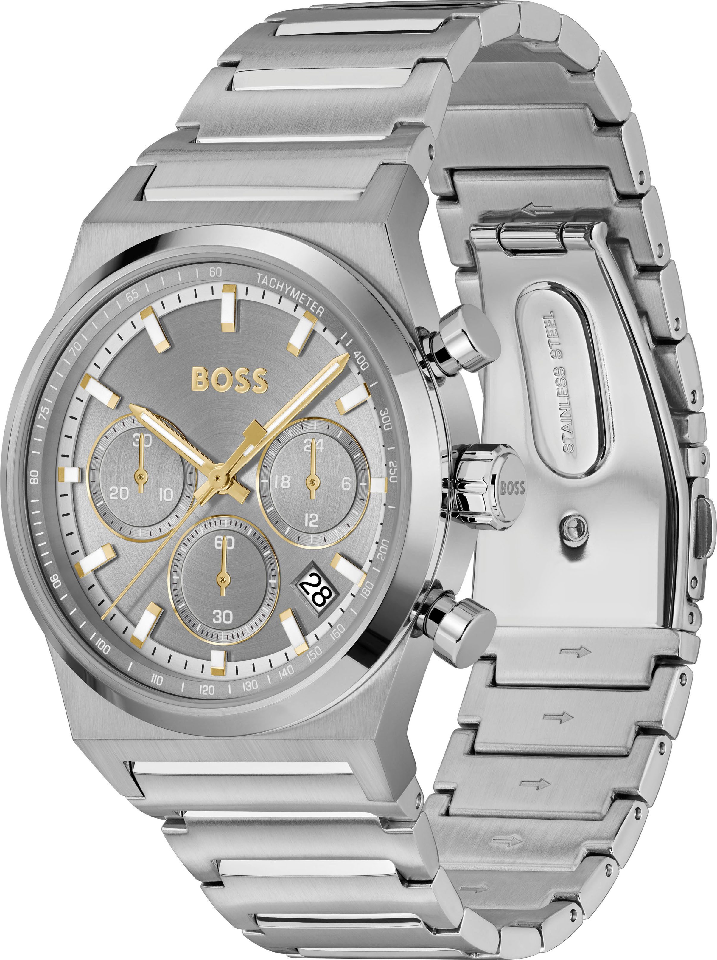 Boss Chronograaf CANDOR CHRONO Quartzhorloge, horloge, herrenuur, roestvrijstalen band, analoog, dag