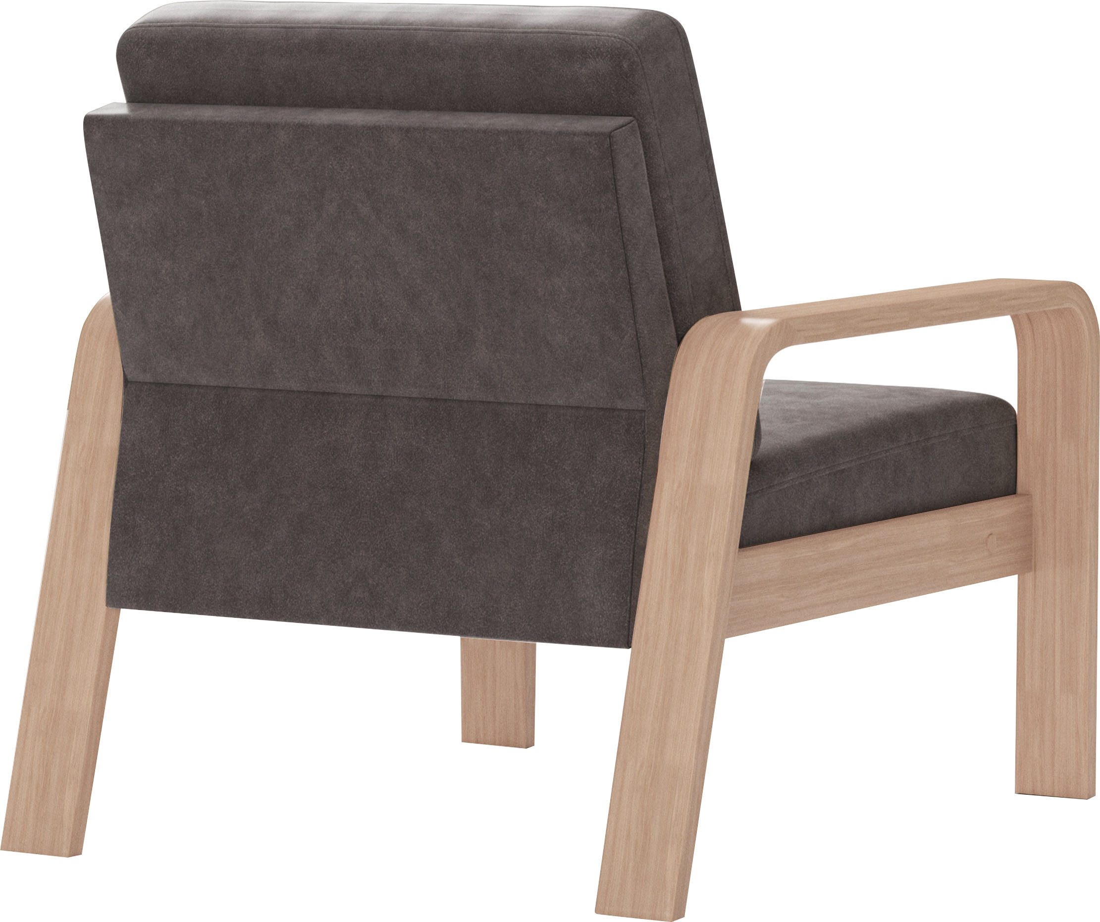sit&more Fauteuil Kolding Armleuningen van natuurlijk beukenhout, verschillende bekledingen en kleuren