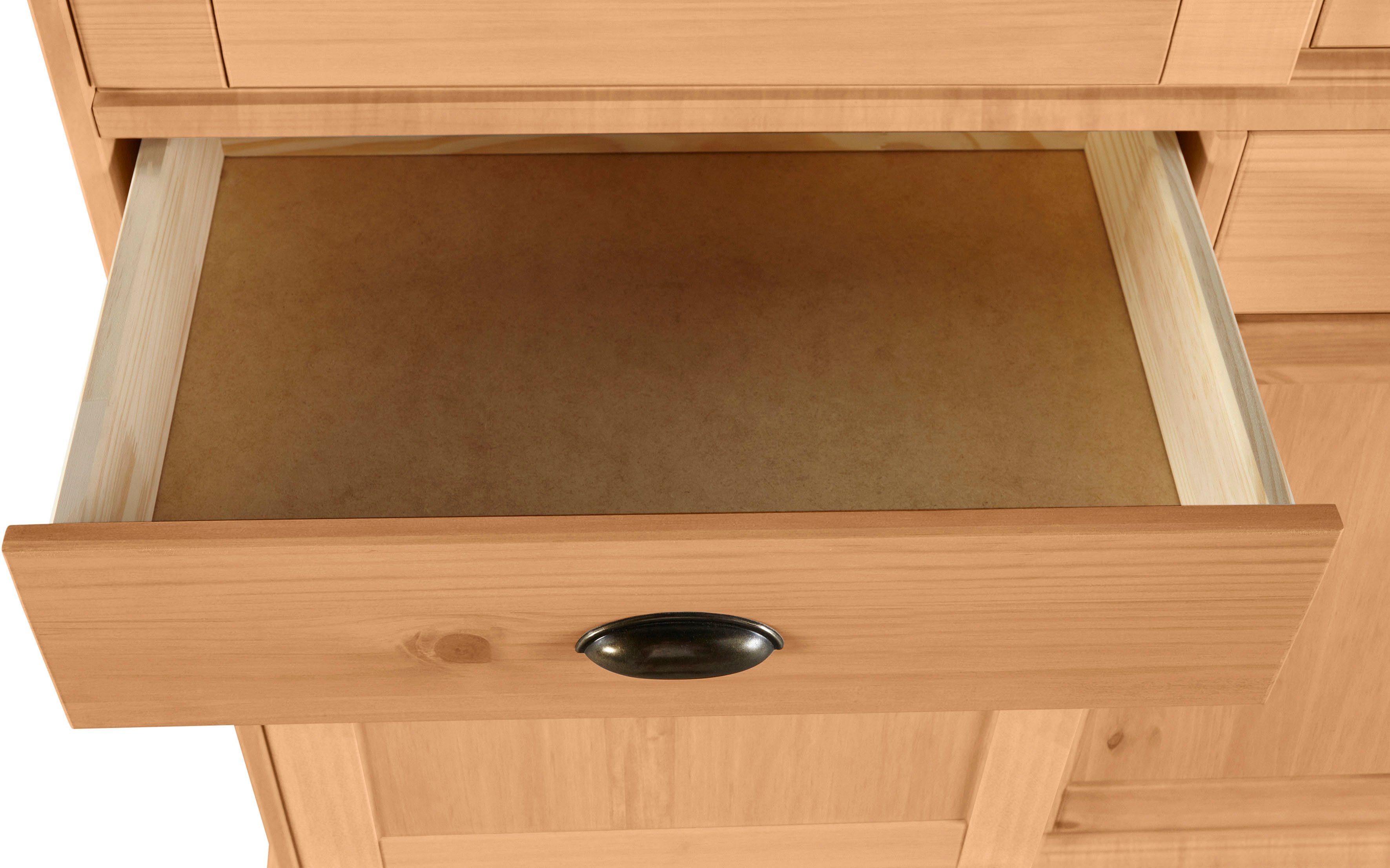 Home affaire Highboard Schröder Vitrine van massief dennenhout, breedte 114 cm