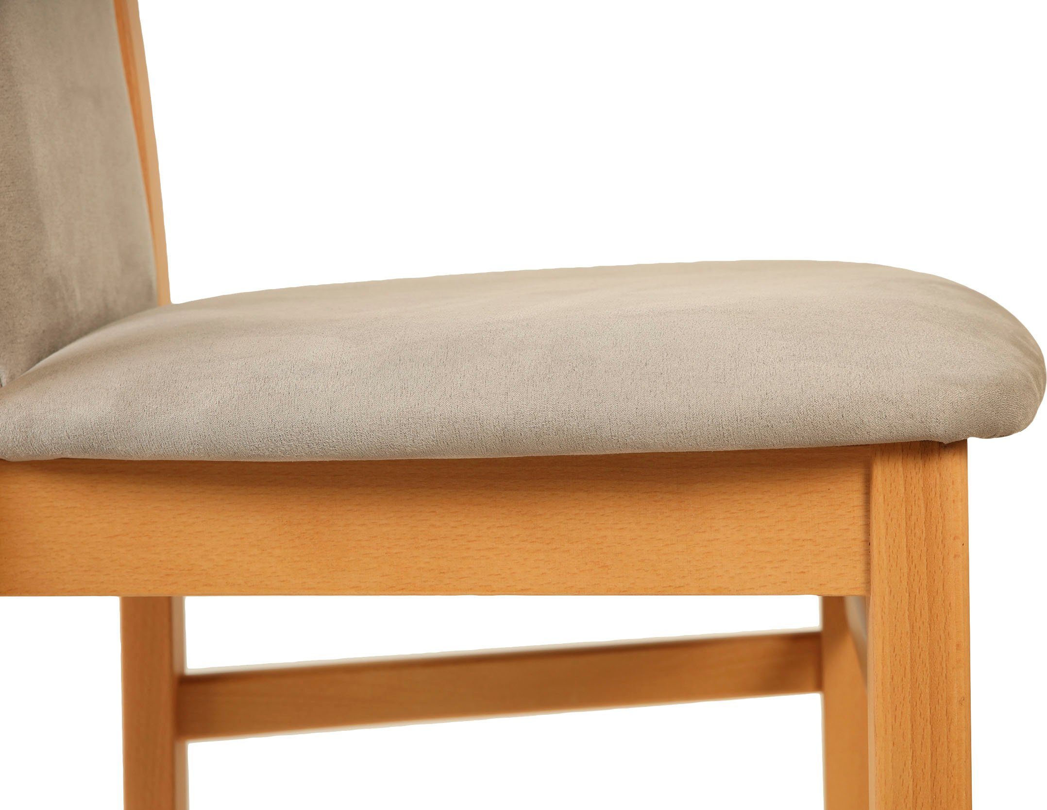 Home affaire Eetkamerstoel Berta keukenstoel Bekleding van microvezel, frame van massief beukenhout (set, 2 stuks)