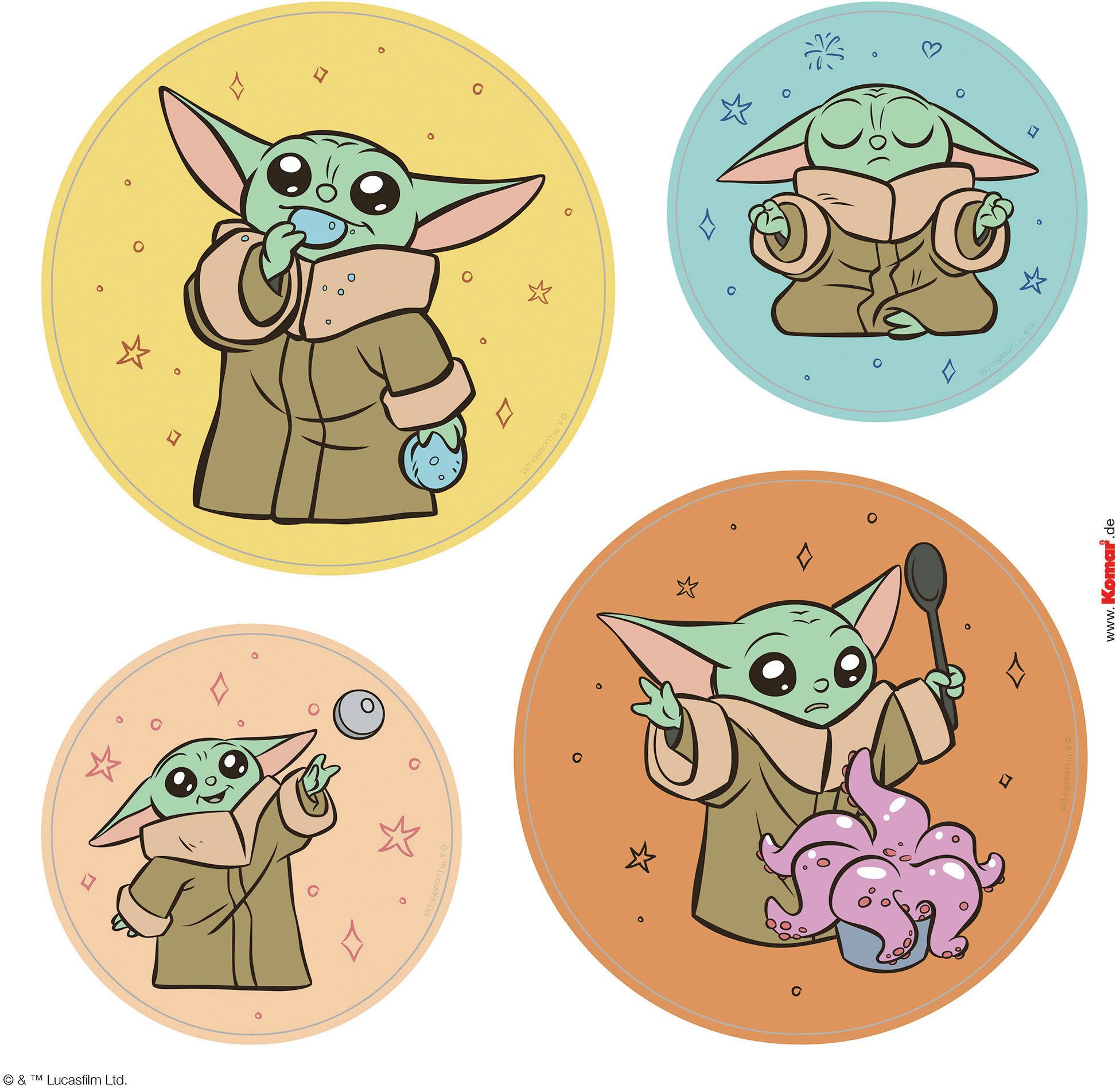 Komar Raamsticker - Grogu - Padawan Bubbles - grootte 30 x 30 cm, 2 vellen (1 stuk)