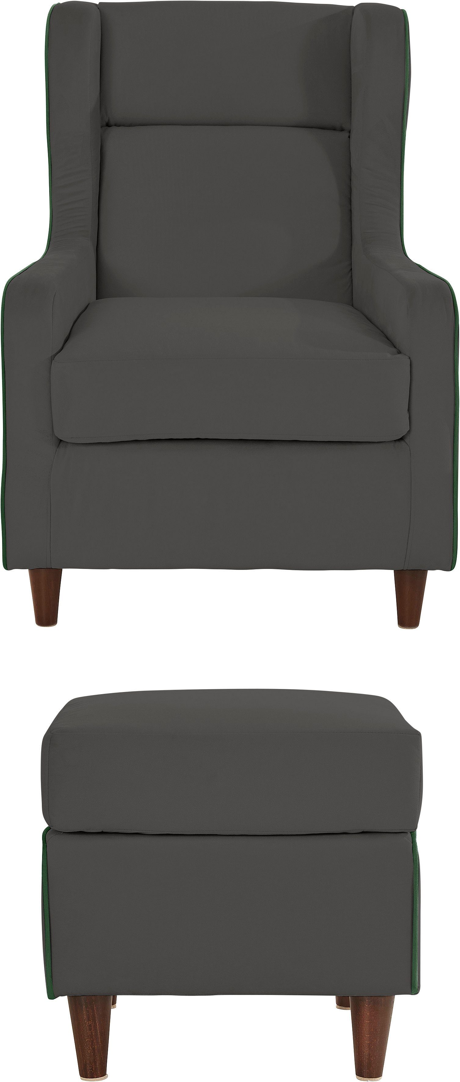 INOSIGN Oorfauteuil Rhada met contrastkleurige opstaande naad, bxdxh: 73x85x99 cm