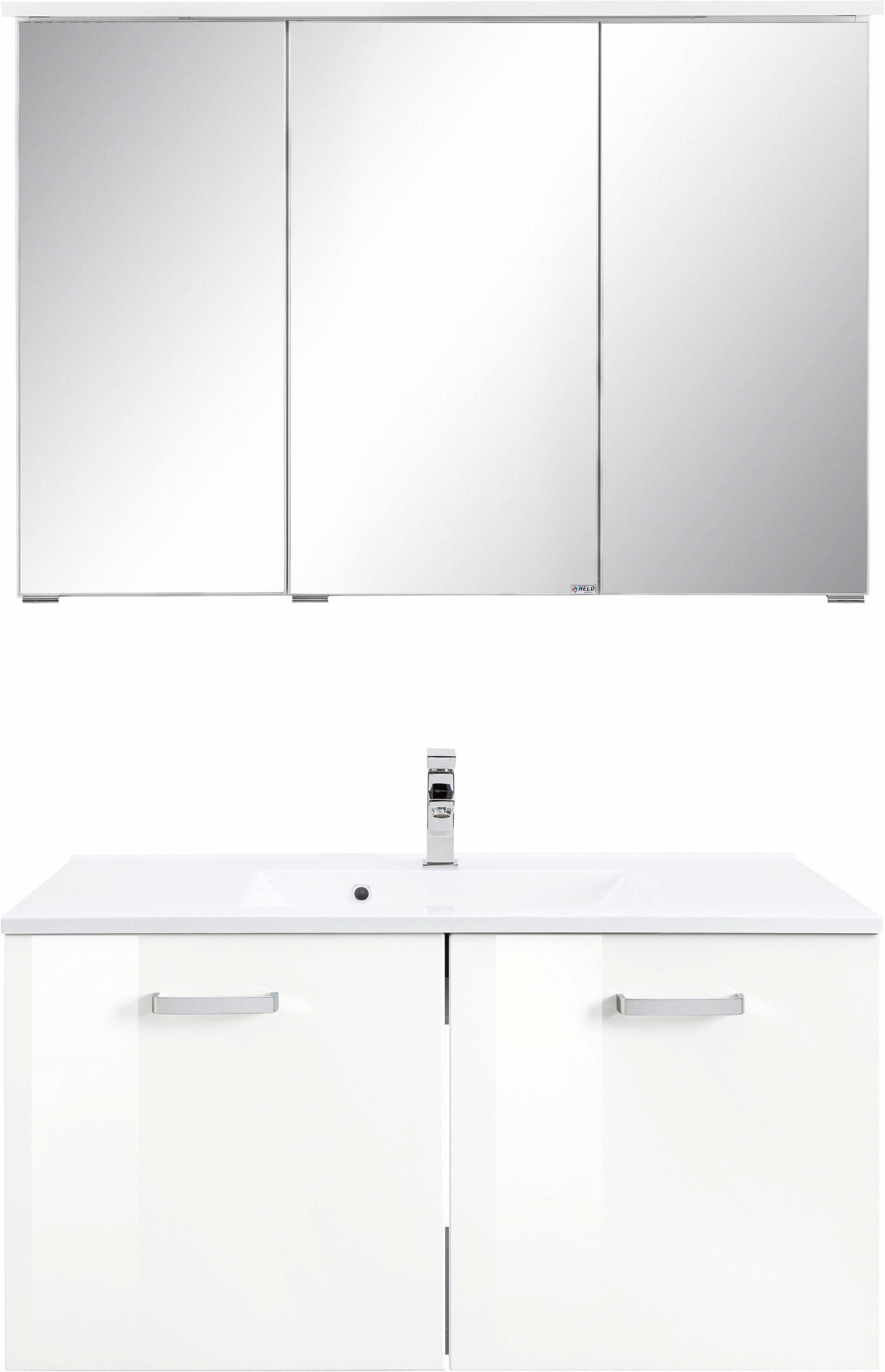 welltime Badkamerserie Ravenna Breedte 90 cm, spiegelkast en wastafelonderkast (2-delig)
