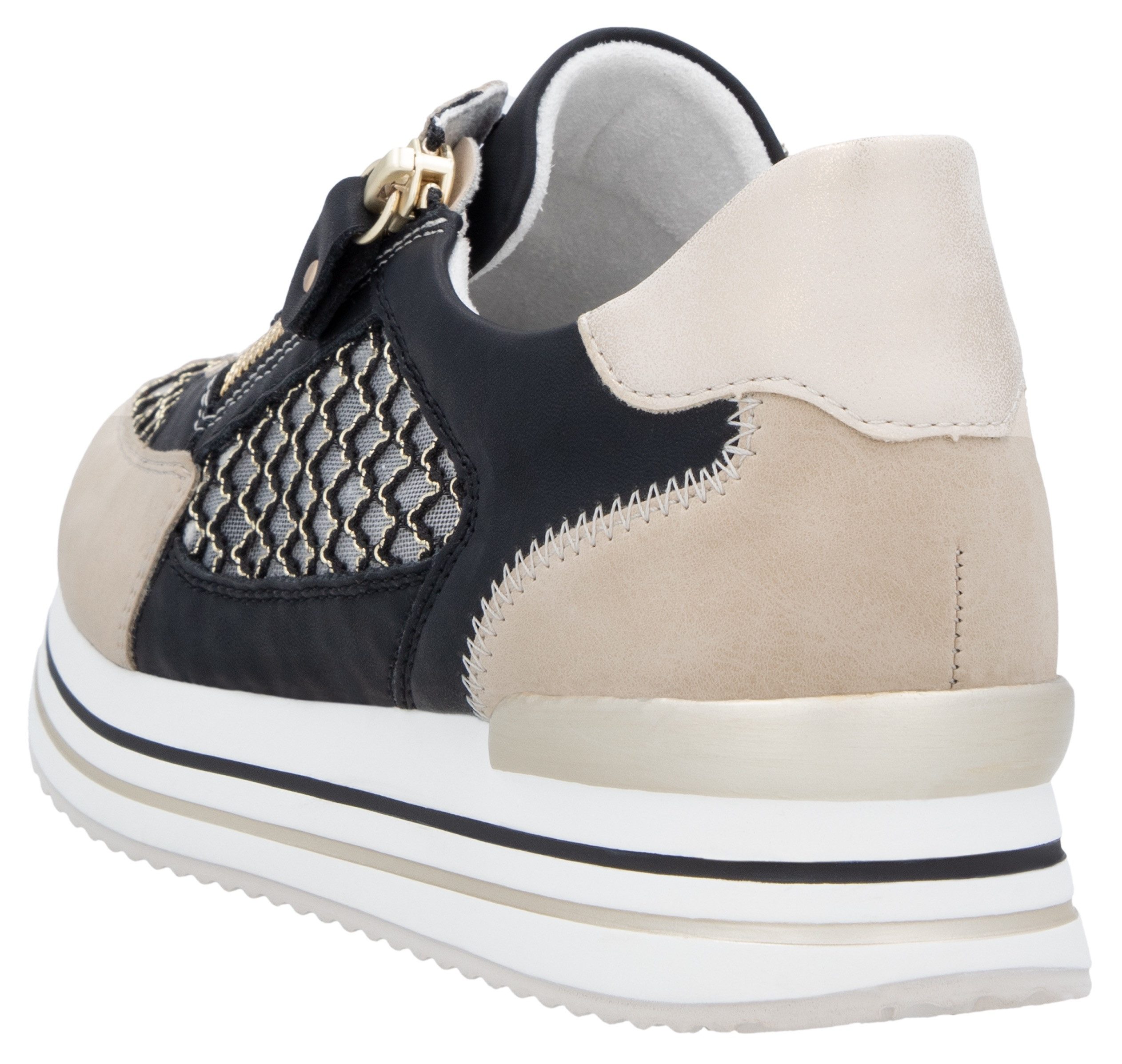 Remonte Plateausneakers , vrijetijdsschoen, lage schoen, veterschoen, vegan, contrastafwerking