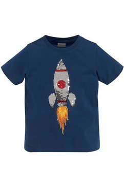 kidsworld t-shirt raket van omkeerbare pailletten blauw